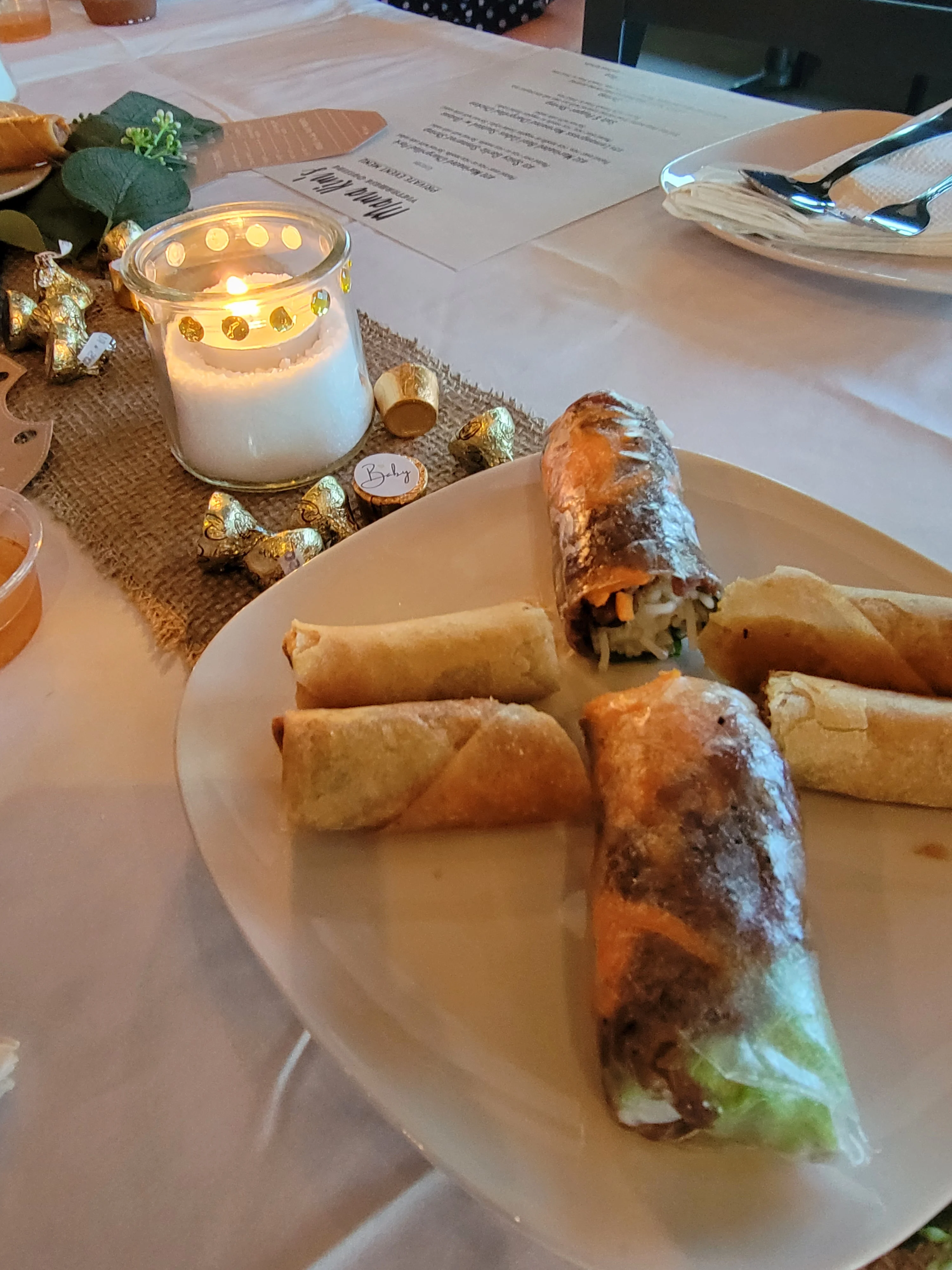 A plate of spring rolls