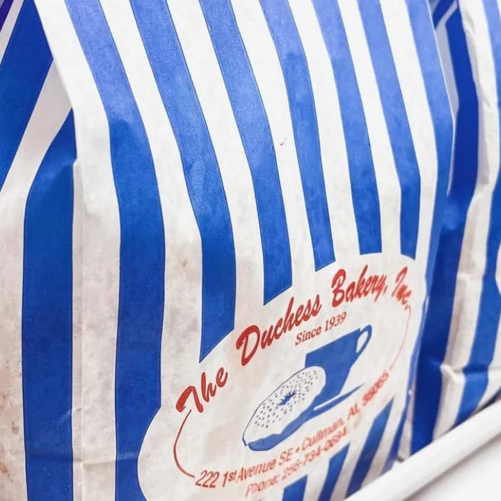 Striped bakery bags from The Duchess Bakery