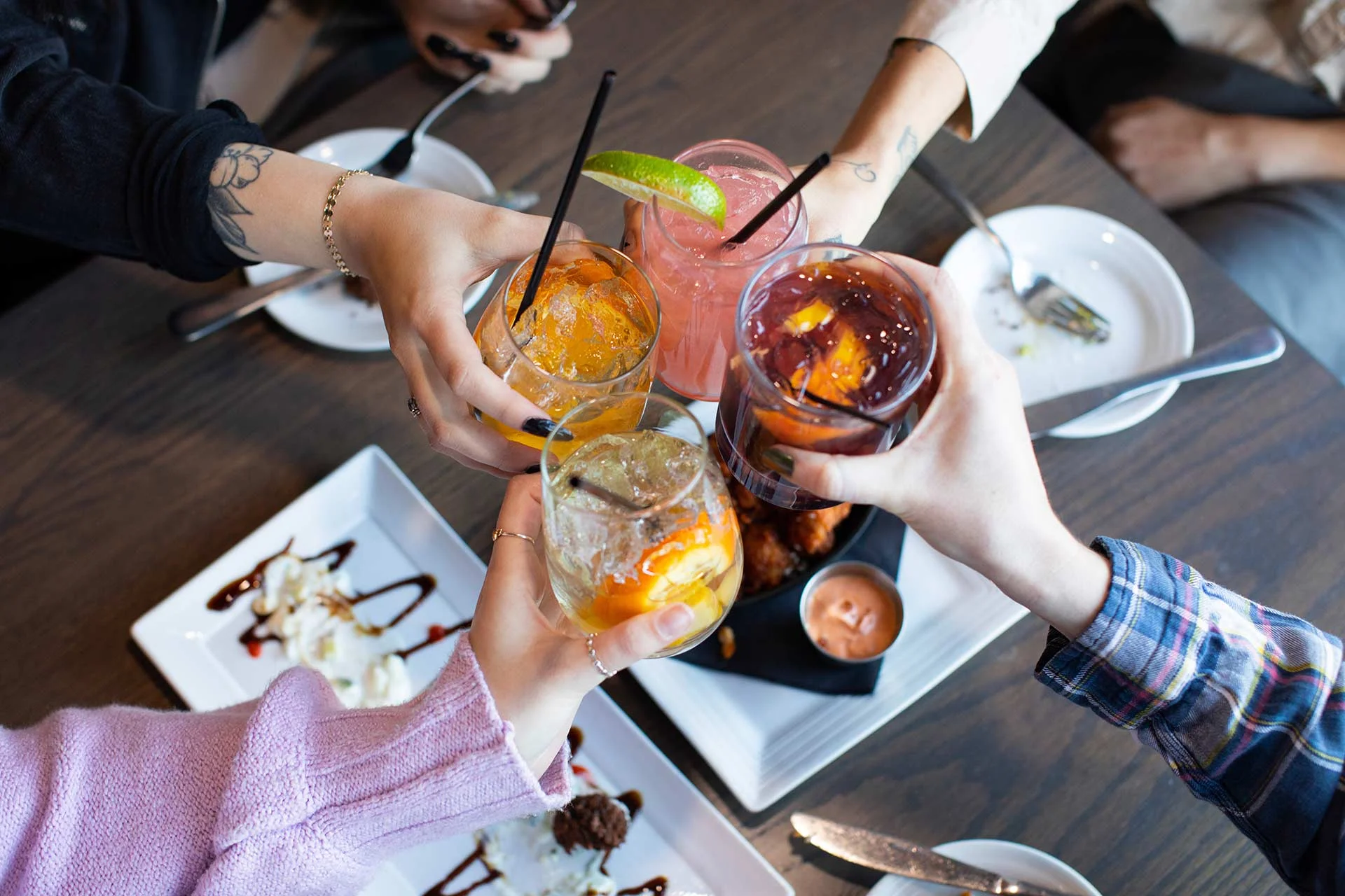 Overhead photo of cocktails