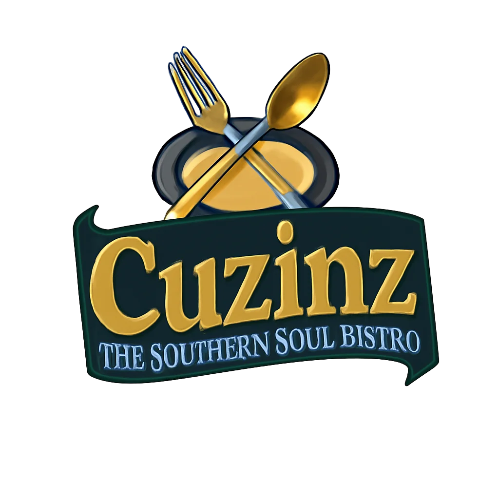 Logo of Cuzinz The Southern Soul Bistro featuring utensils and a plate