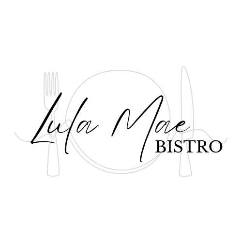 Elegant logo of Lula Mae Bistro with dining utensils