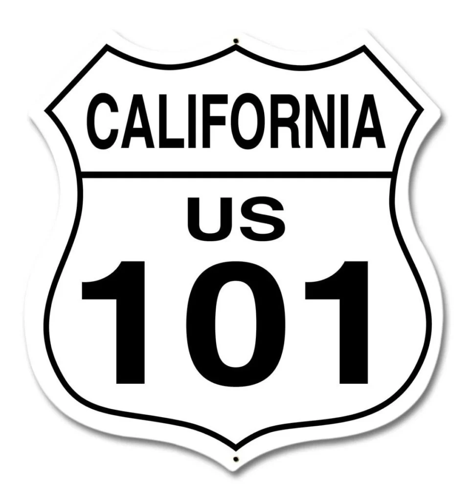 California US Route 101 road sign