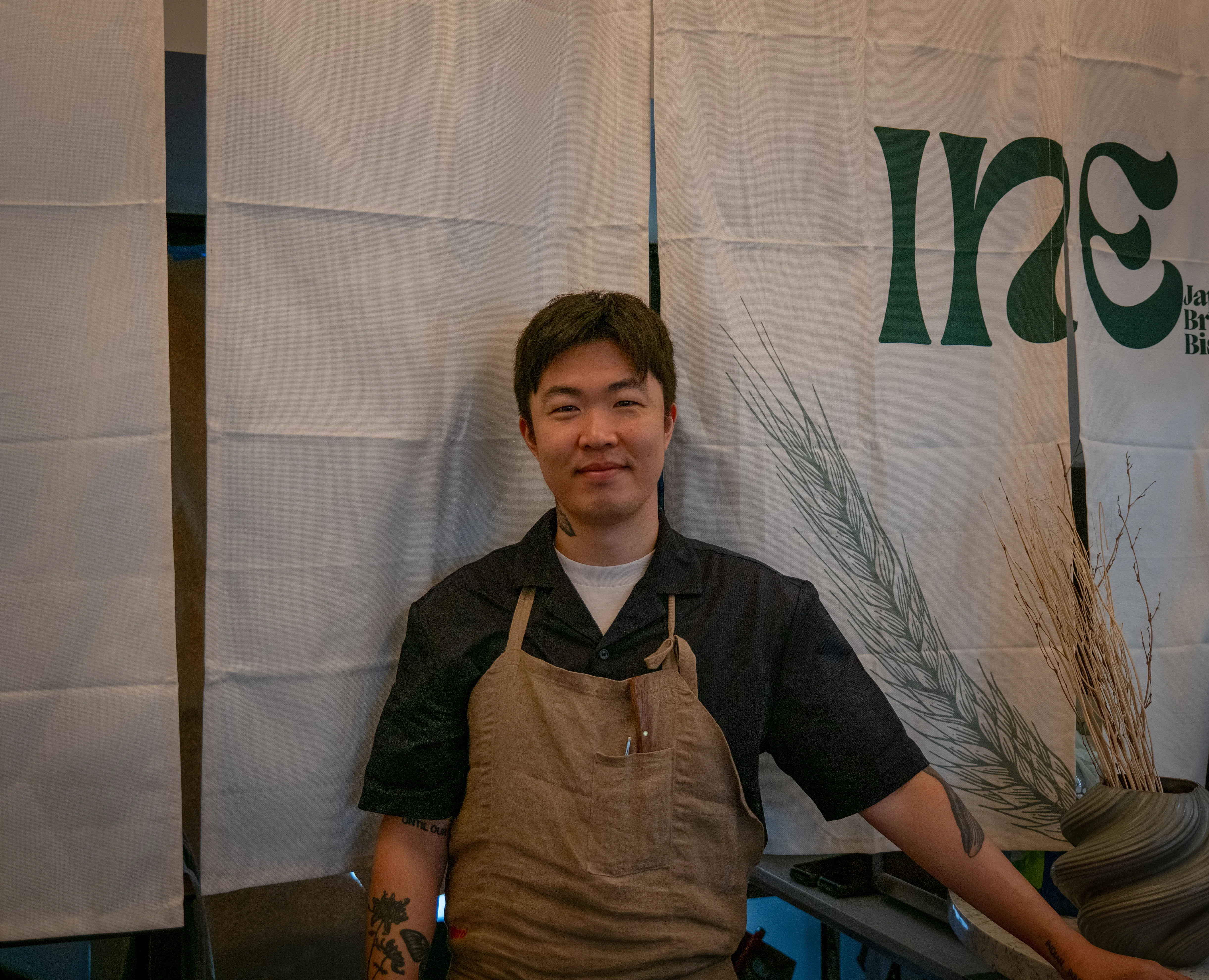 Chef in a Japanese restaurant with traditional decor