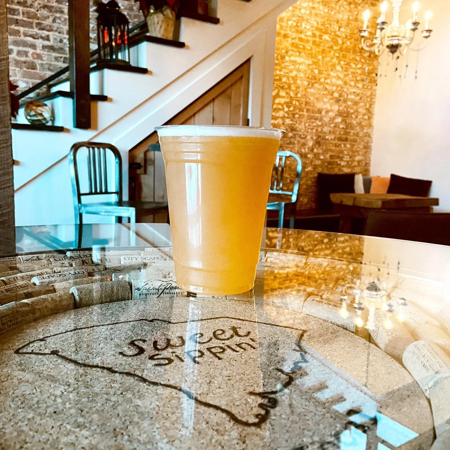 Refreshing craft beer in a cozy restaurant setting