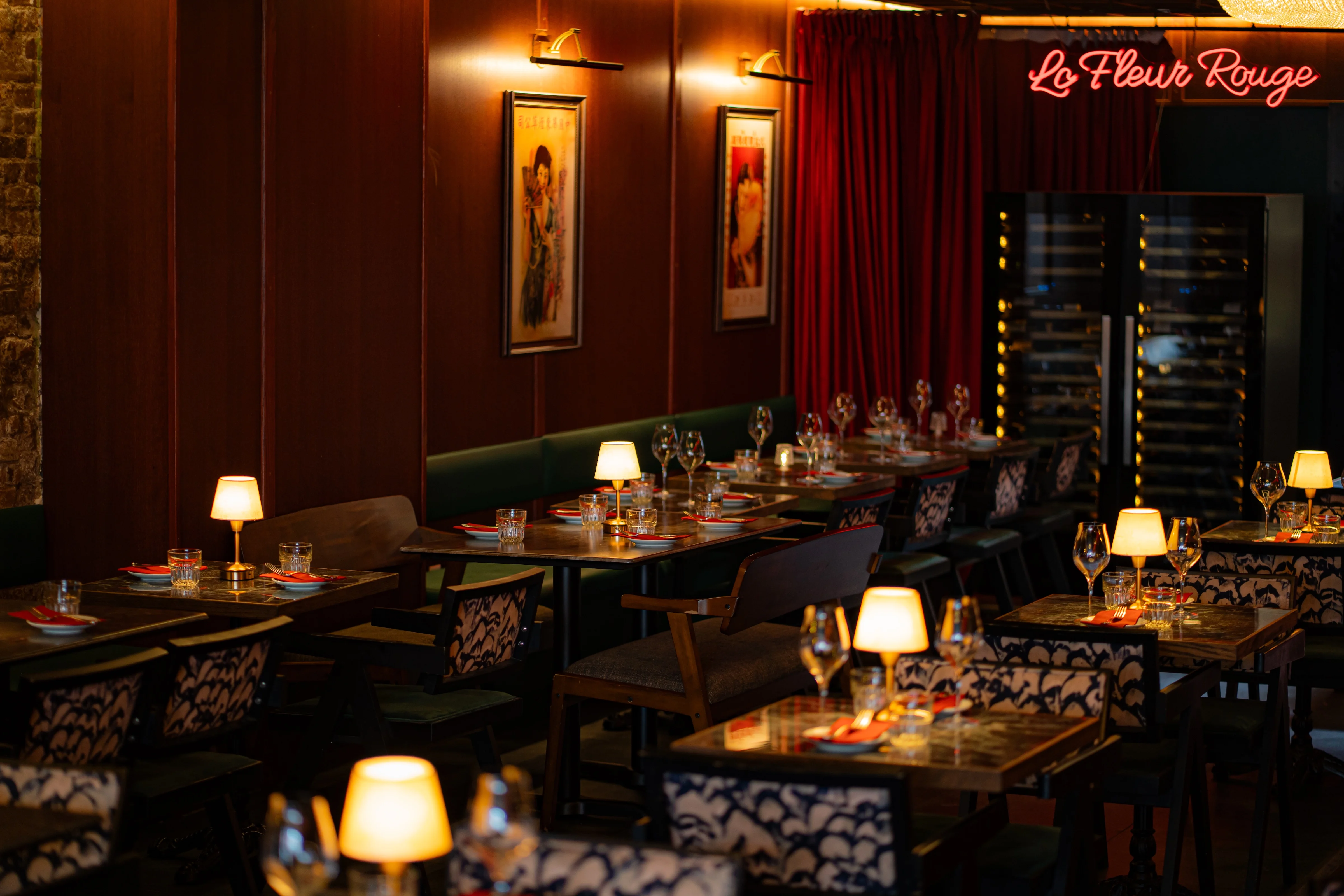 Cozy restaurant interior with warm lighting and elegant decor