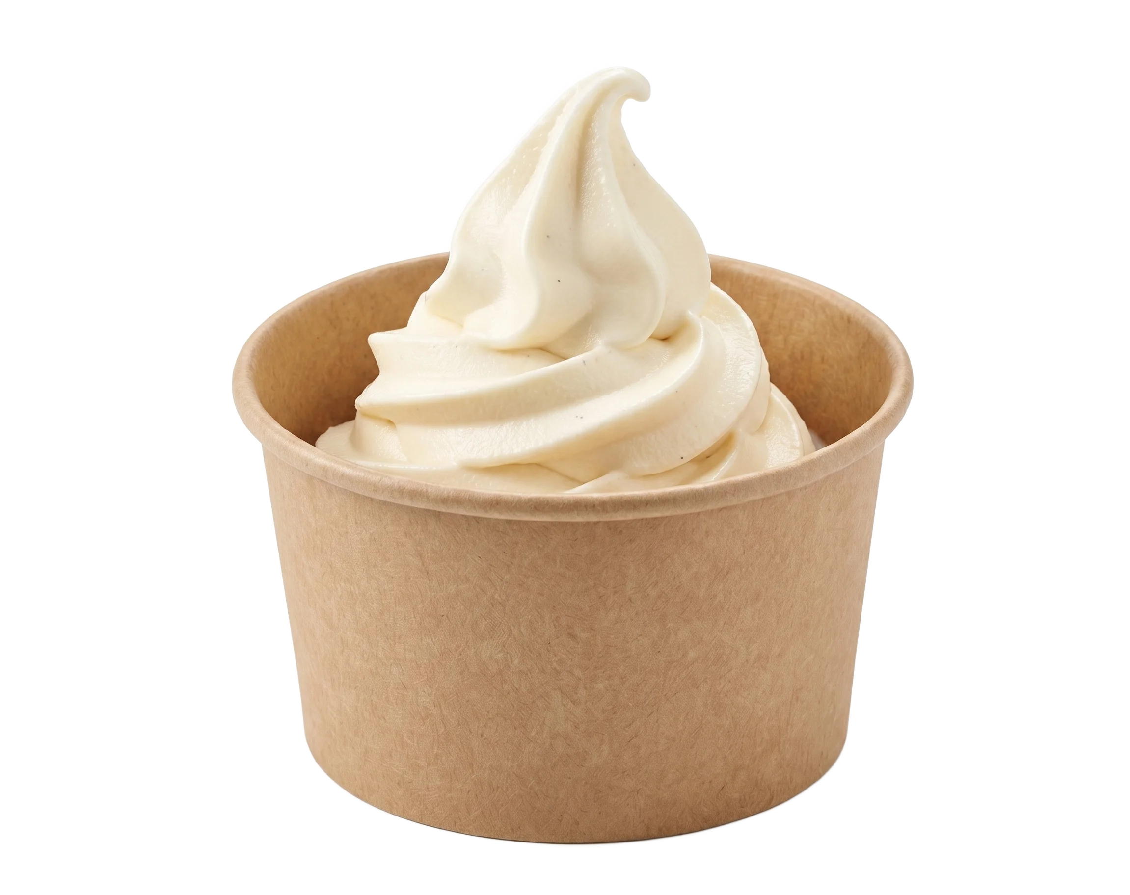 Creamy soft serve ice cream in a paper cup