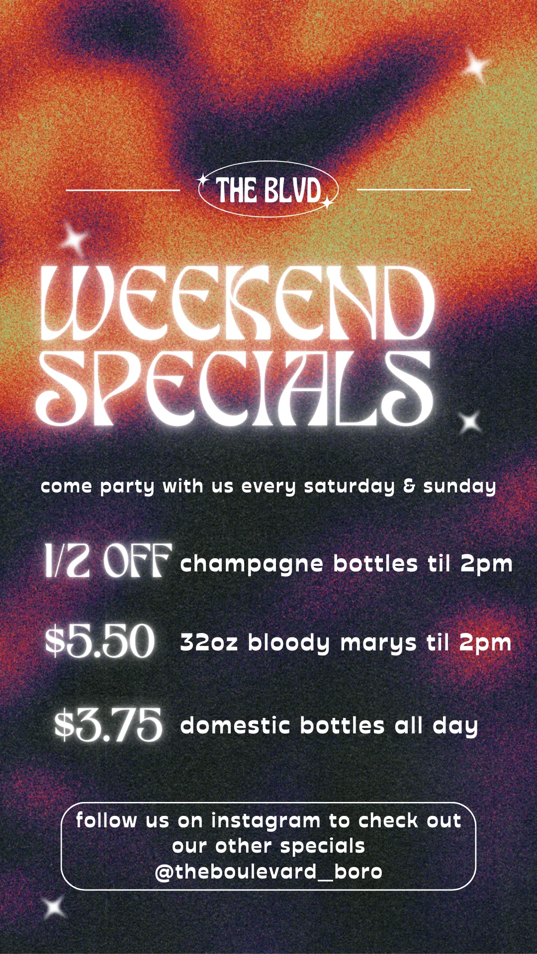 Weekend drink specials at The BLVD bar