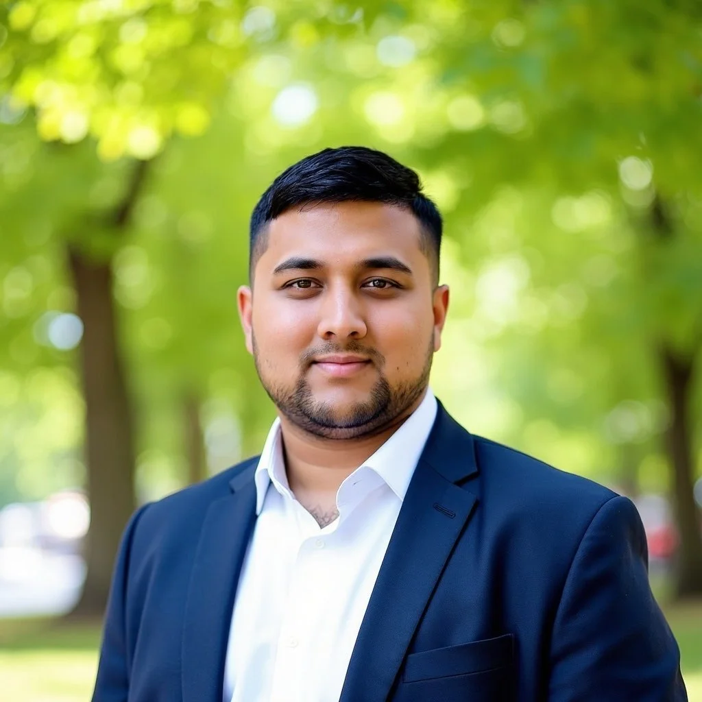 Professional portrait of a man in a suit outdoors