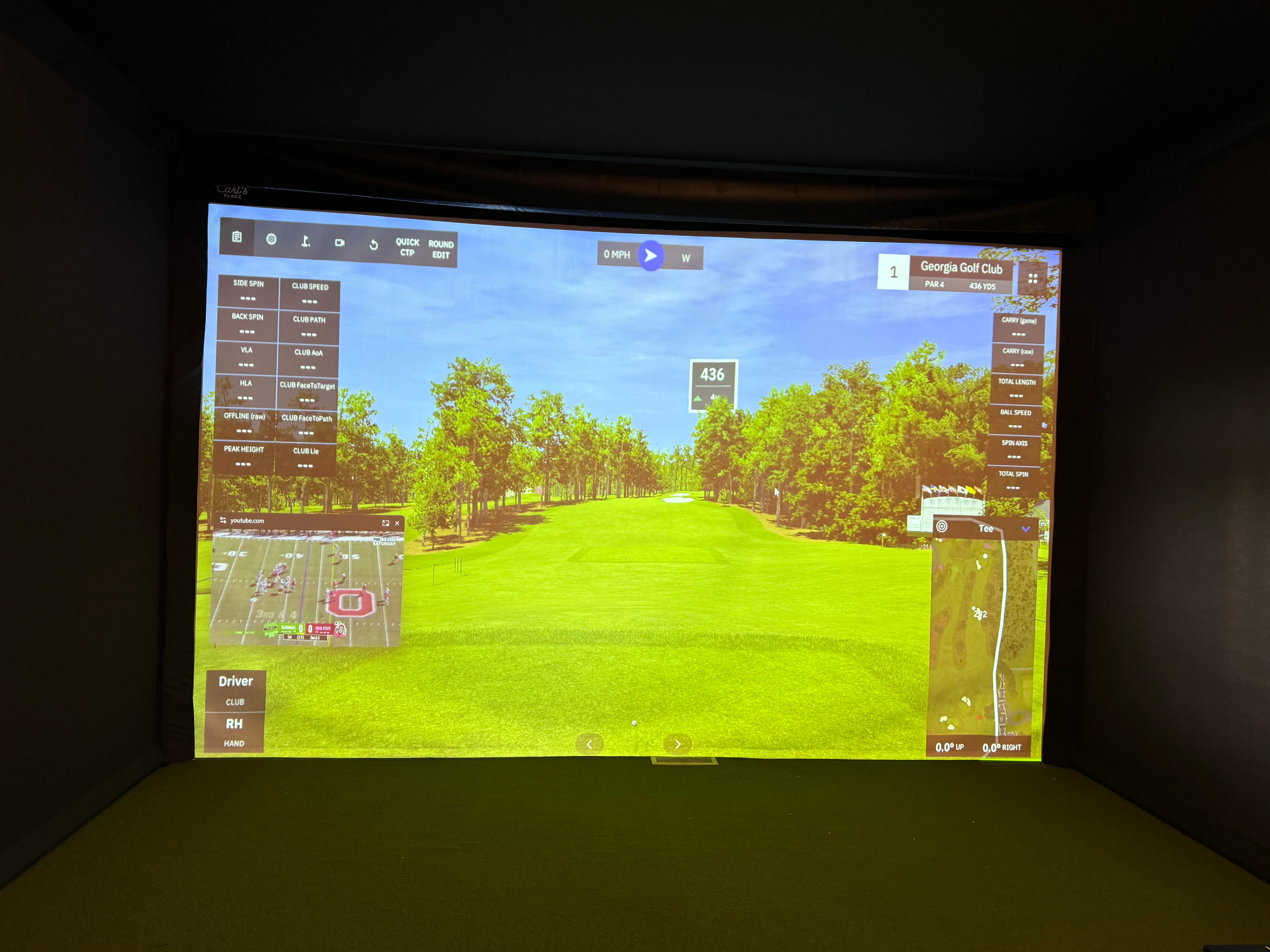 Golf simulator display showing Georgia Golf Club hole