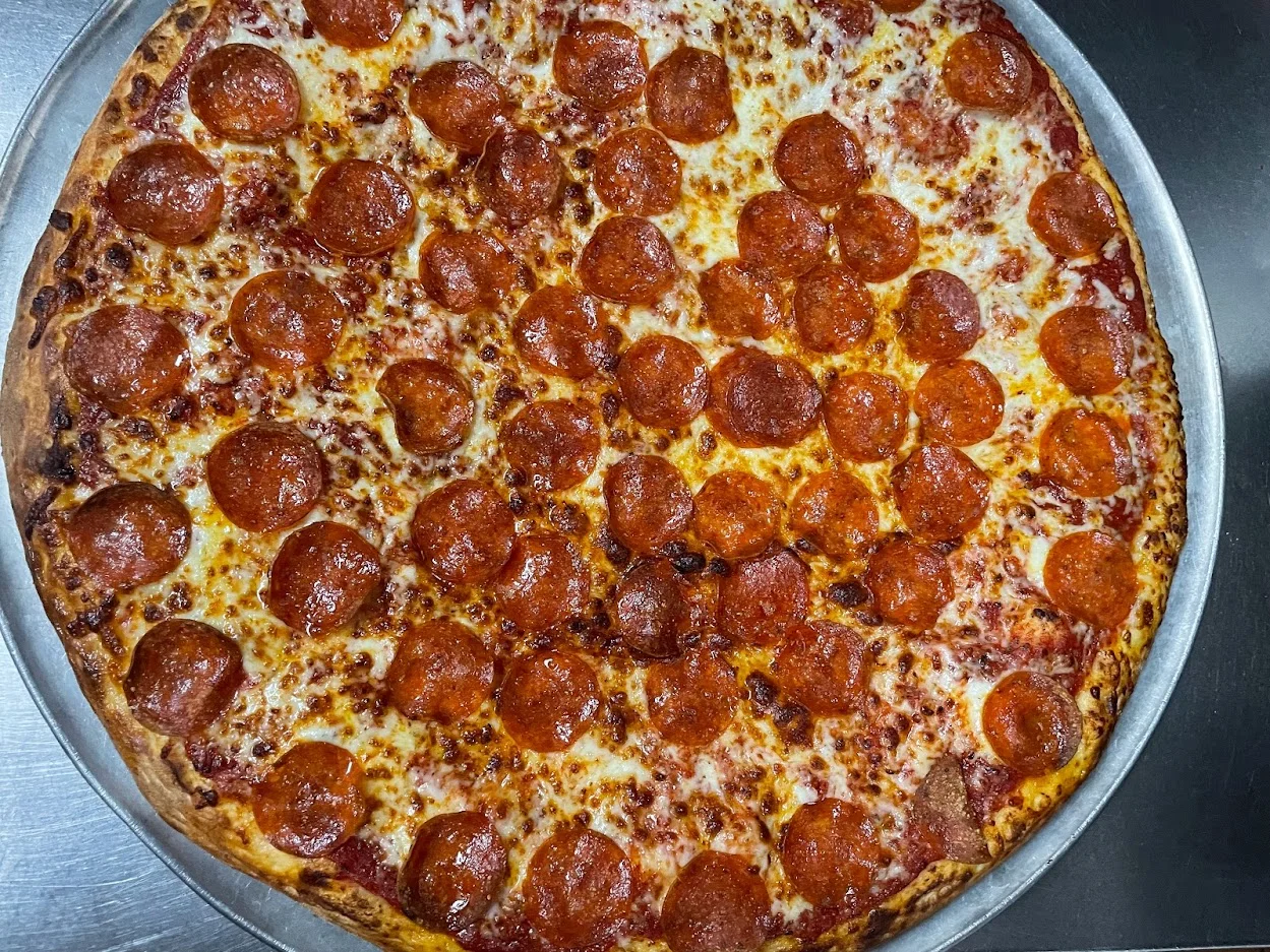 Classic pepperoni pizza with a crispy crust