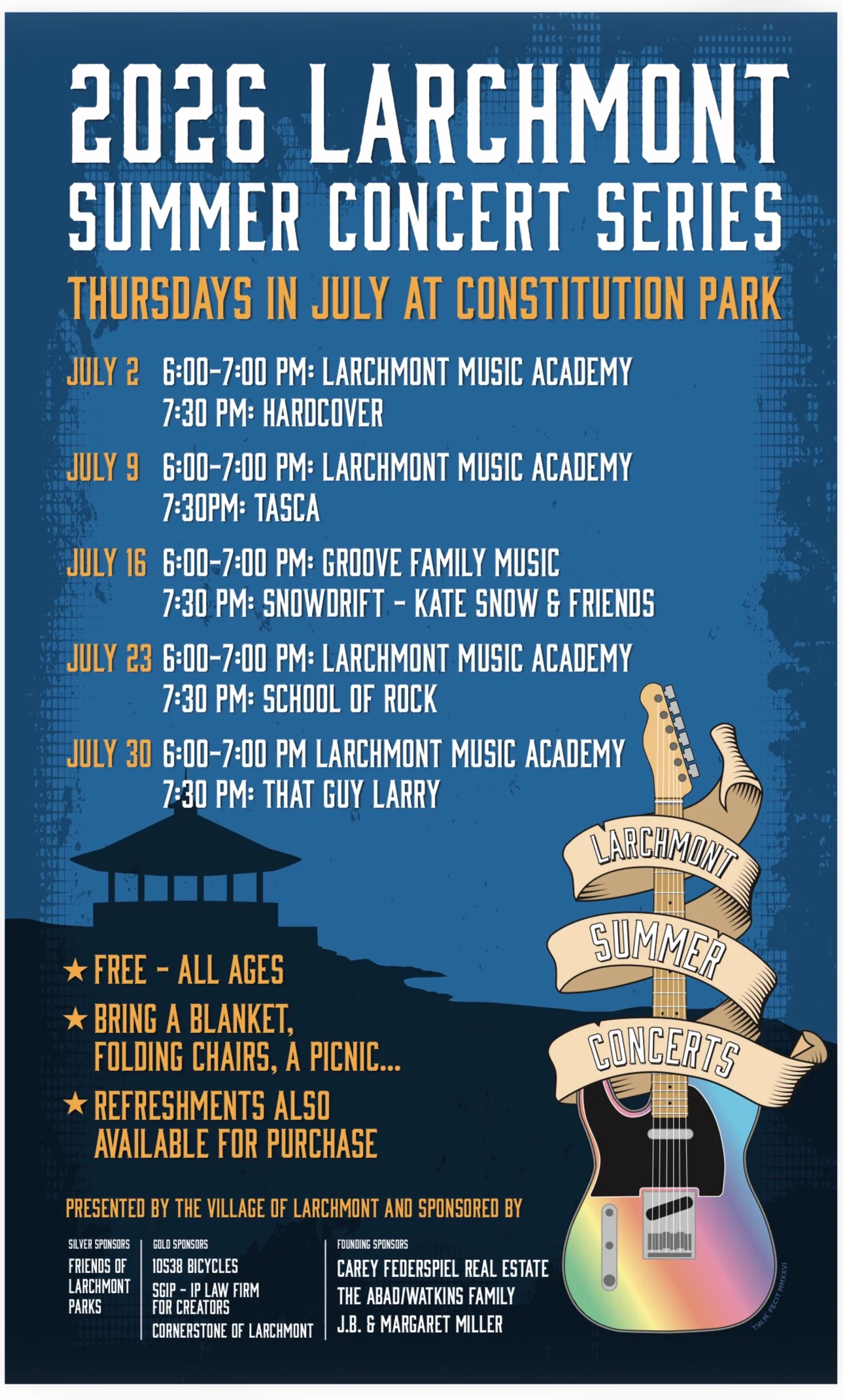 2026 Larchmont Summer Concert Series schedule at Constitution Park