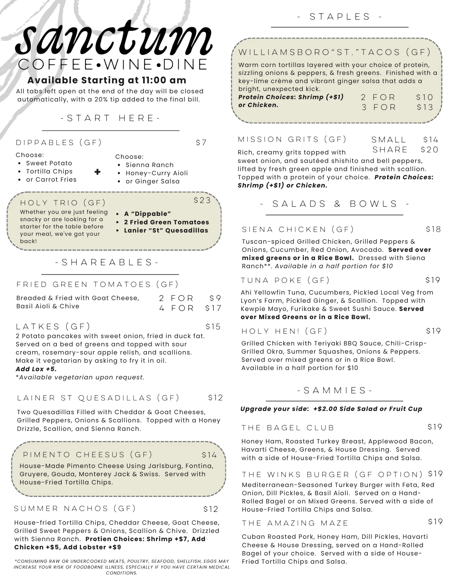 Diverse menu offerings at a modern restaurant
