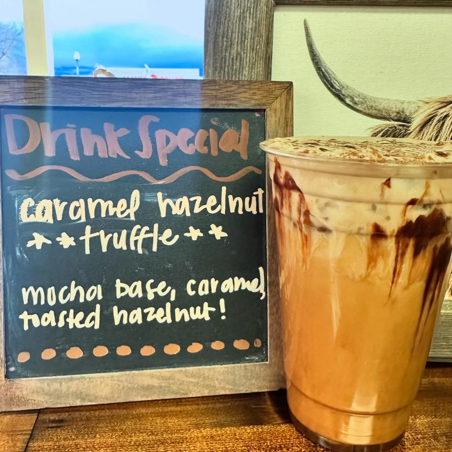 Iced caramel hazelnut mocha drink special