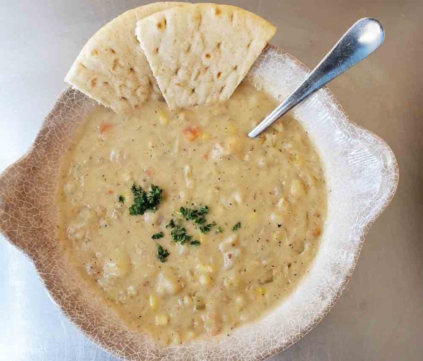 Bowl of Crab Bacon Chowder# at Page’s Okra Grill