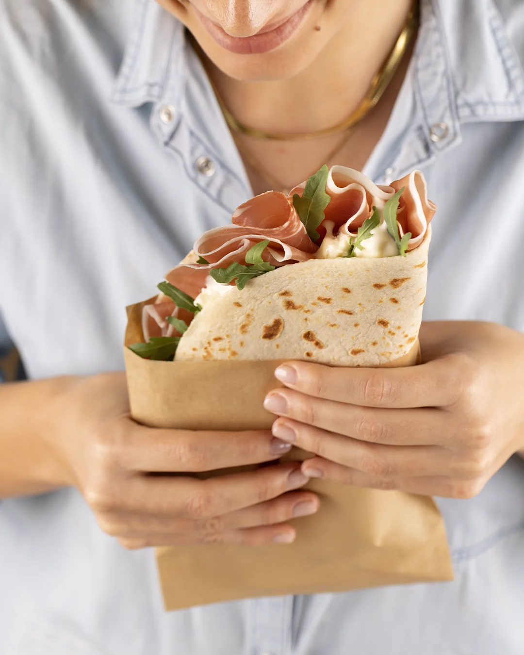 Italian prosciutto wrap with arugula