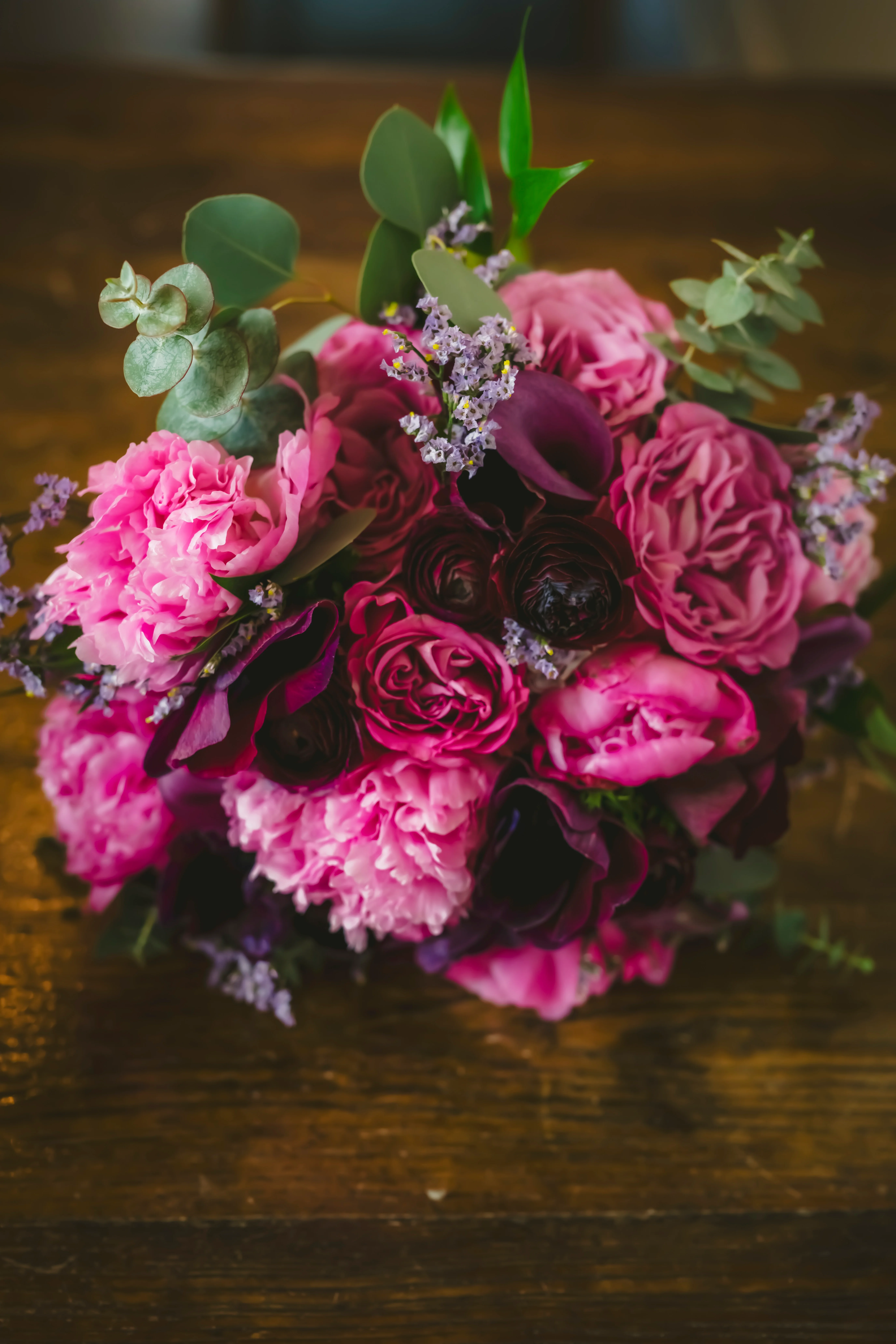 Vibrant floral bouquet with pink and purple blooms