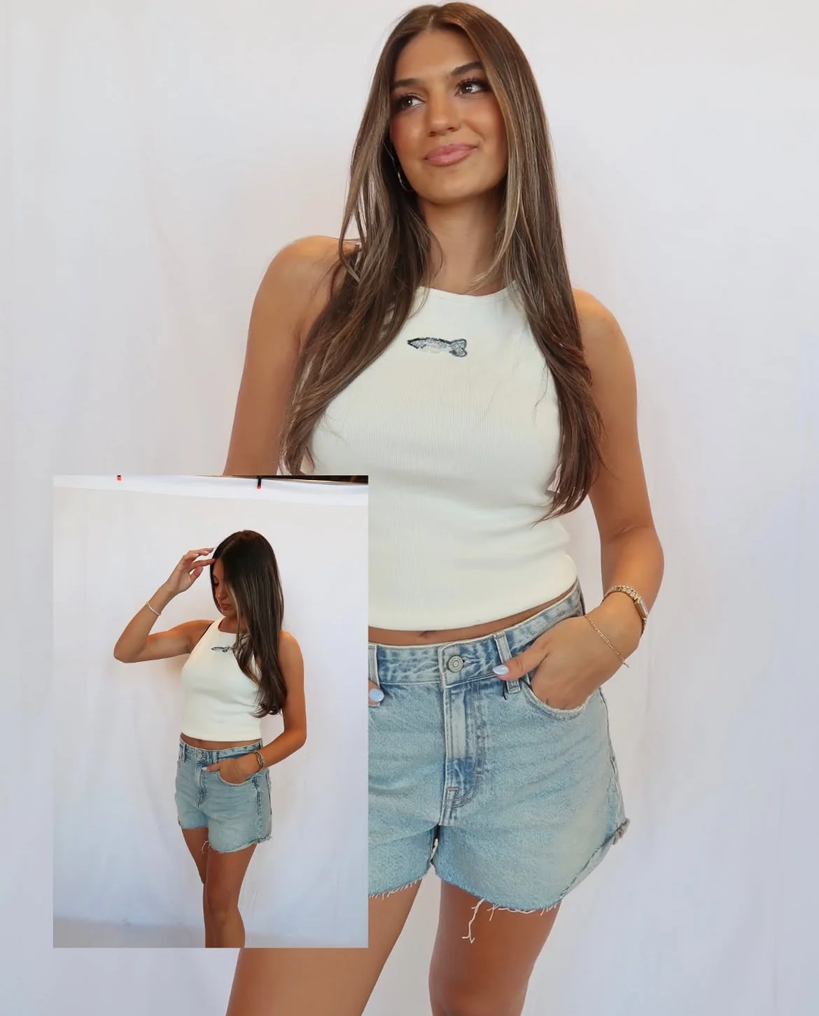 Model wearing an outfit sold at The Beach Club