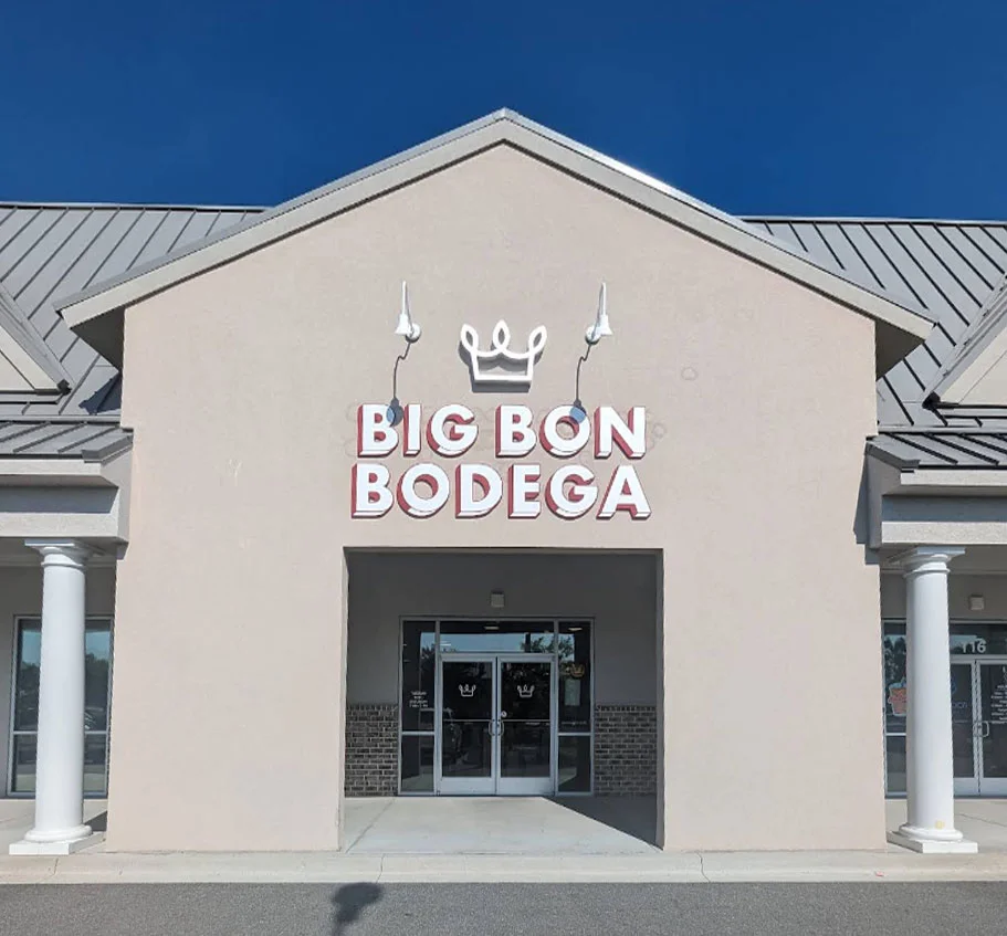 Exterior view of Big Bon Bodega restaurant with modern signage