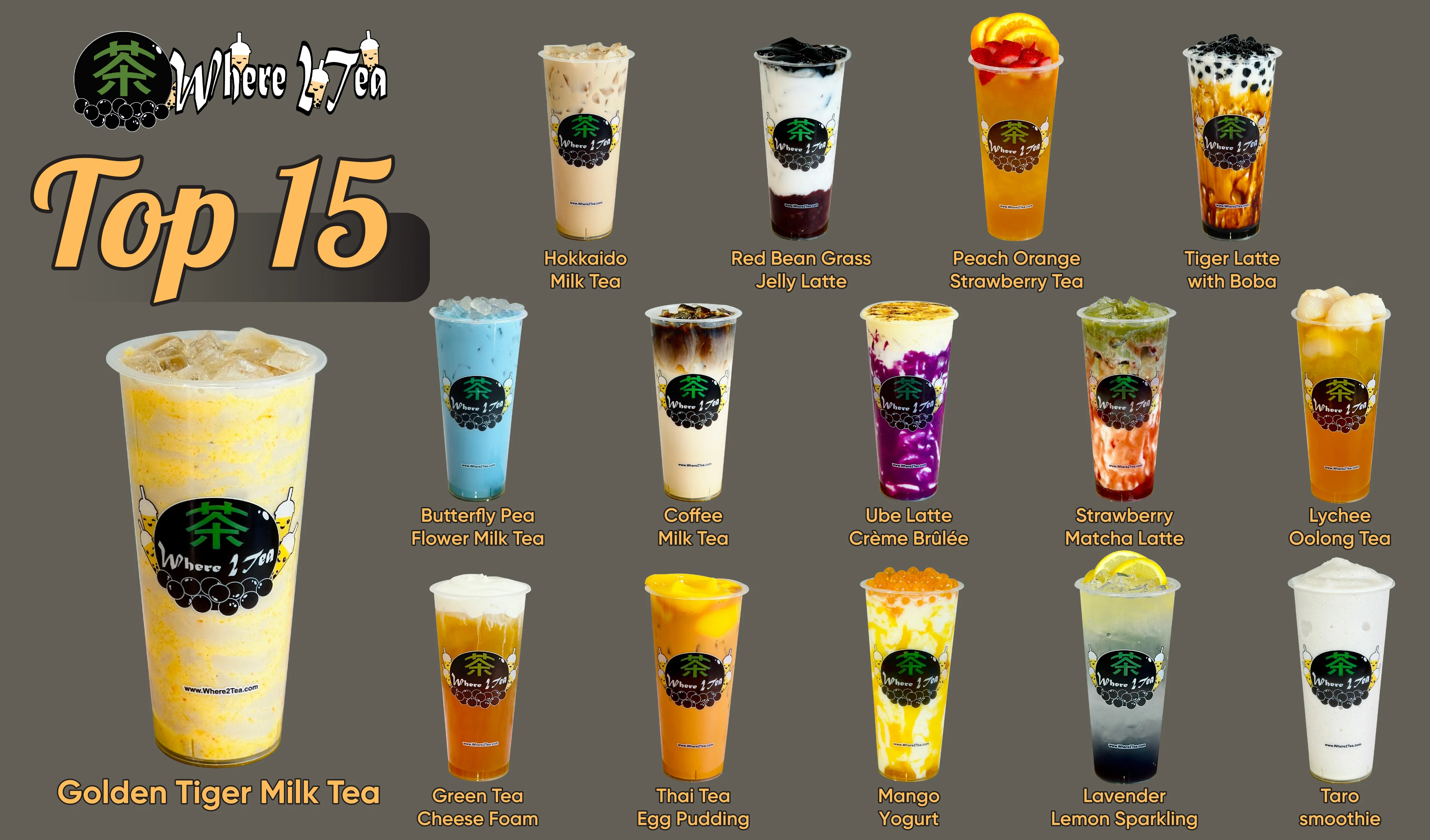 Top 15 bubble tea drinks from Where 2 Tea