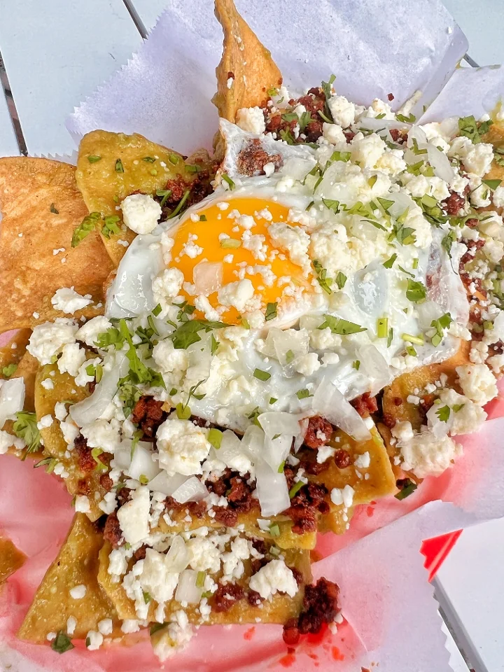 Chilaquiles verdes with fried egg