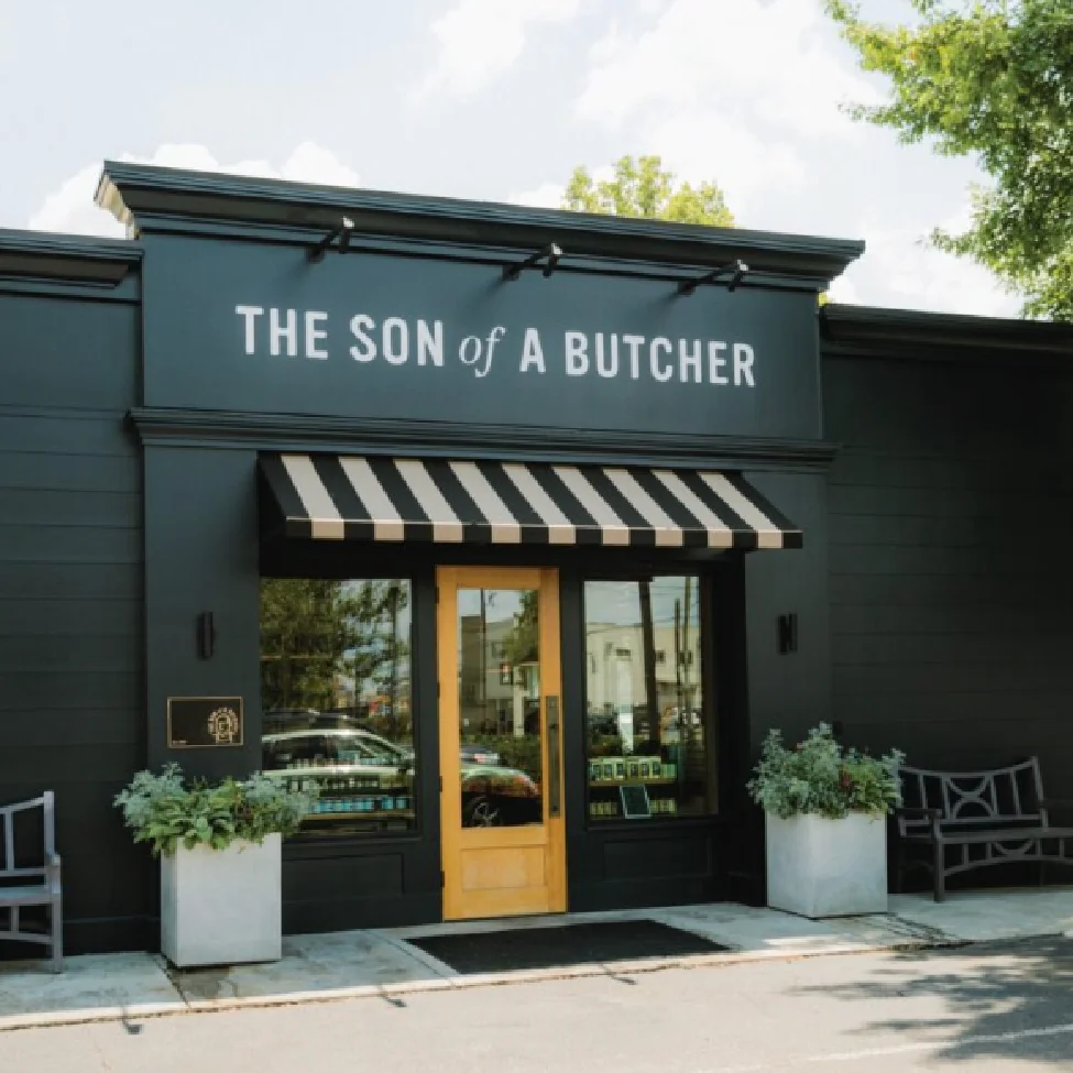 Exterior view of The Son of a Butcher restaurant with modern design