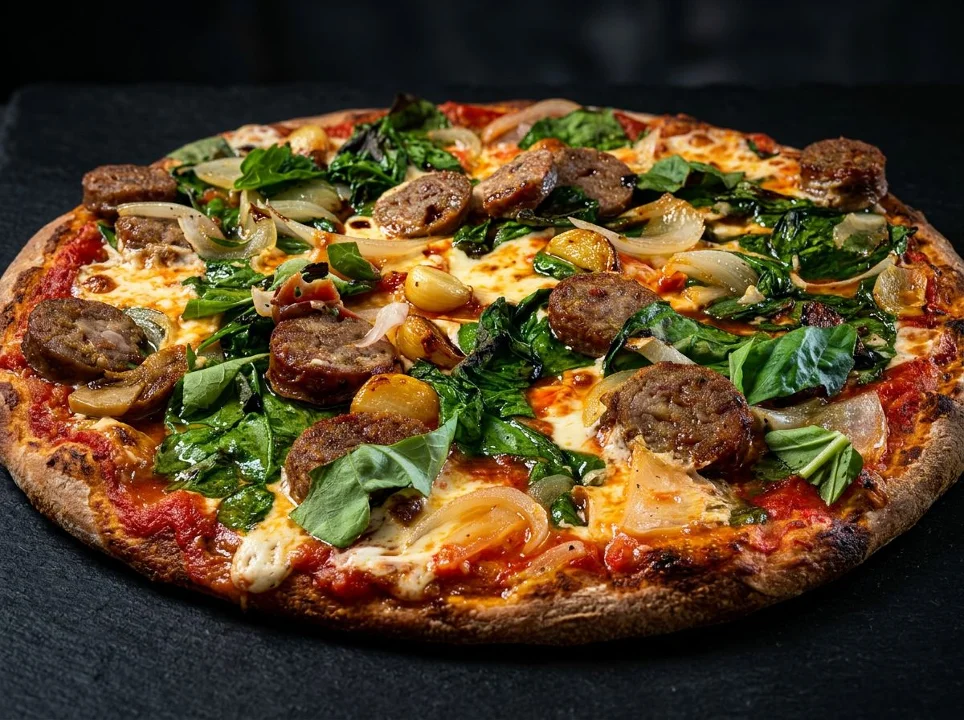 Spinach & Sausage Pizza