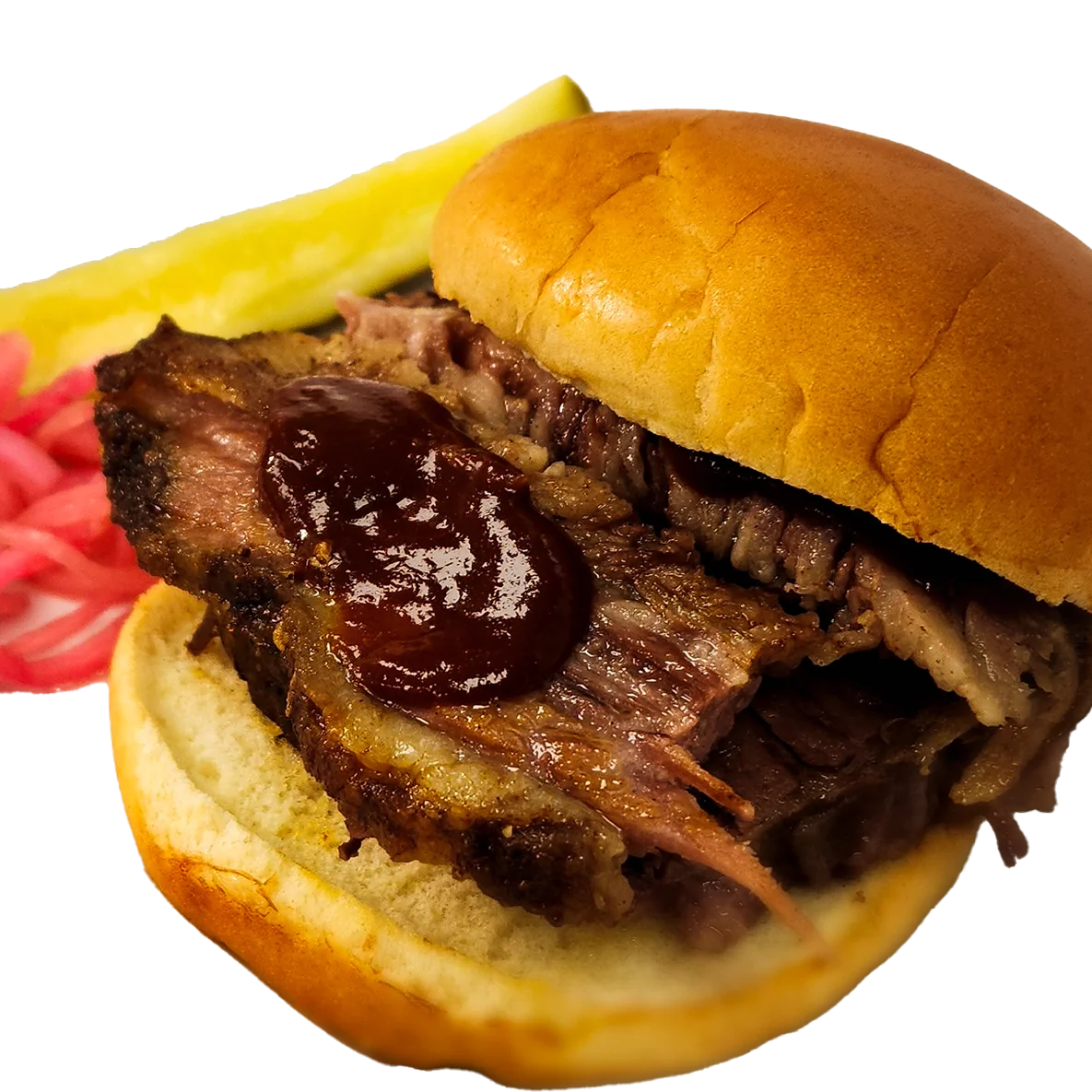 Smoked brisket sandwich with barbecue sauce