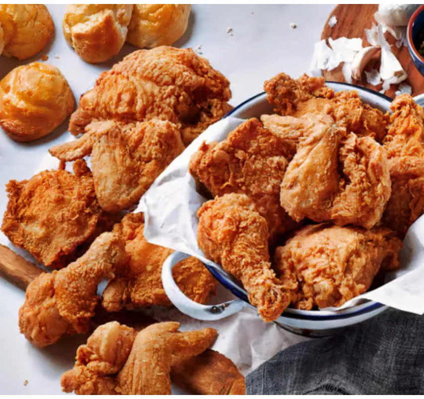 Southern fried chicken served with biscuits