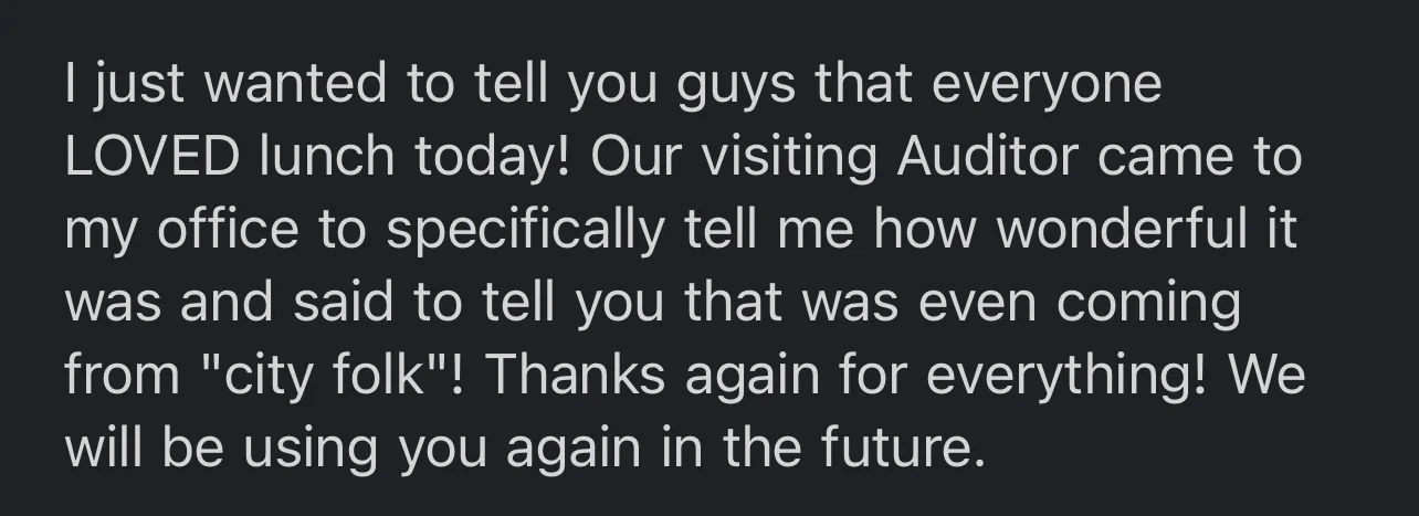 Catered Lunch Review