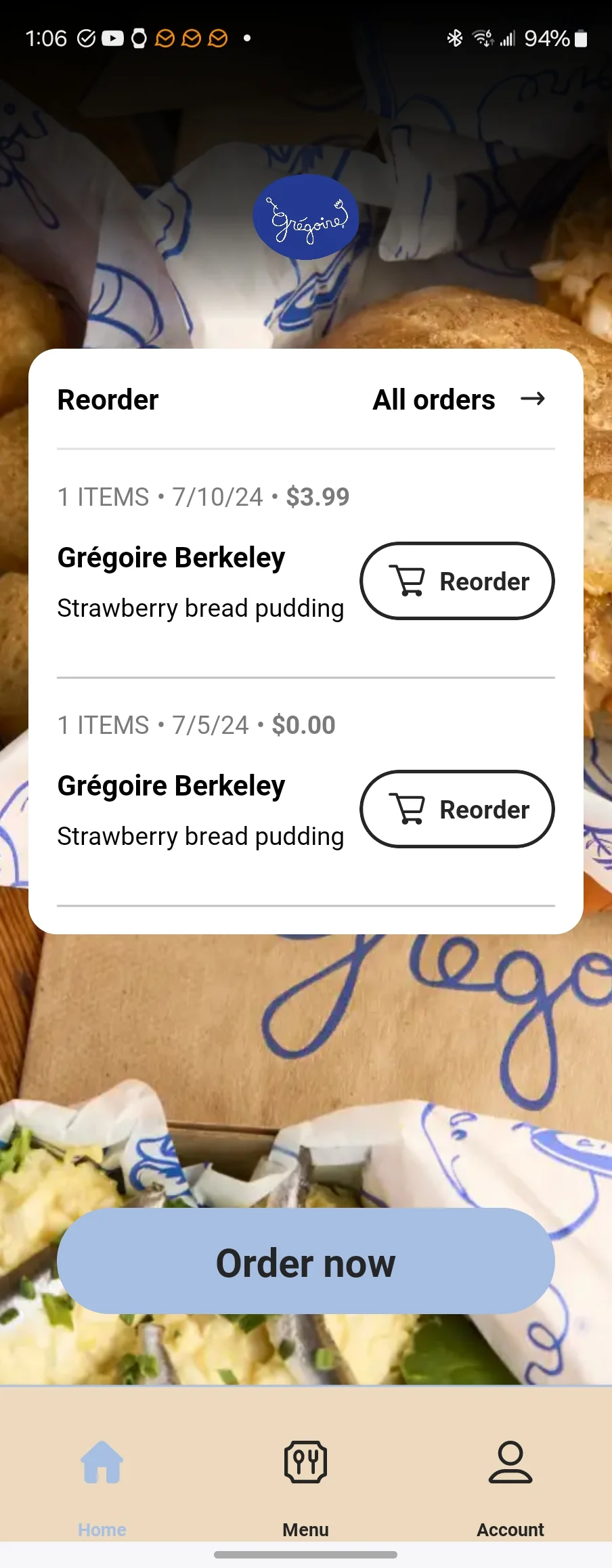 Delicious strawberry bread pudding from a popular Berkeley eatery