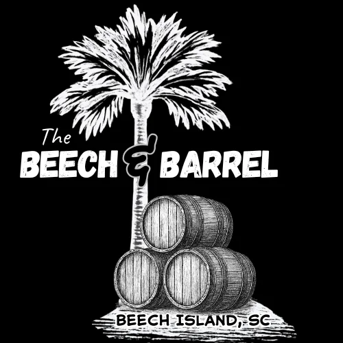 Logo of The Beech & Barrel, featuring a palm tree and barrels, Beech Island, SC