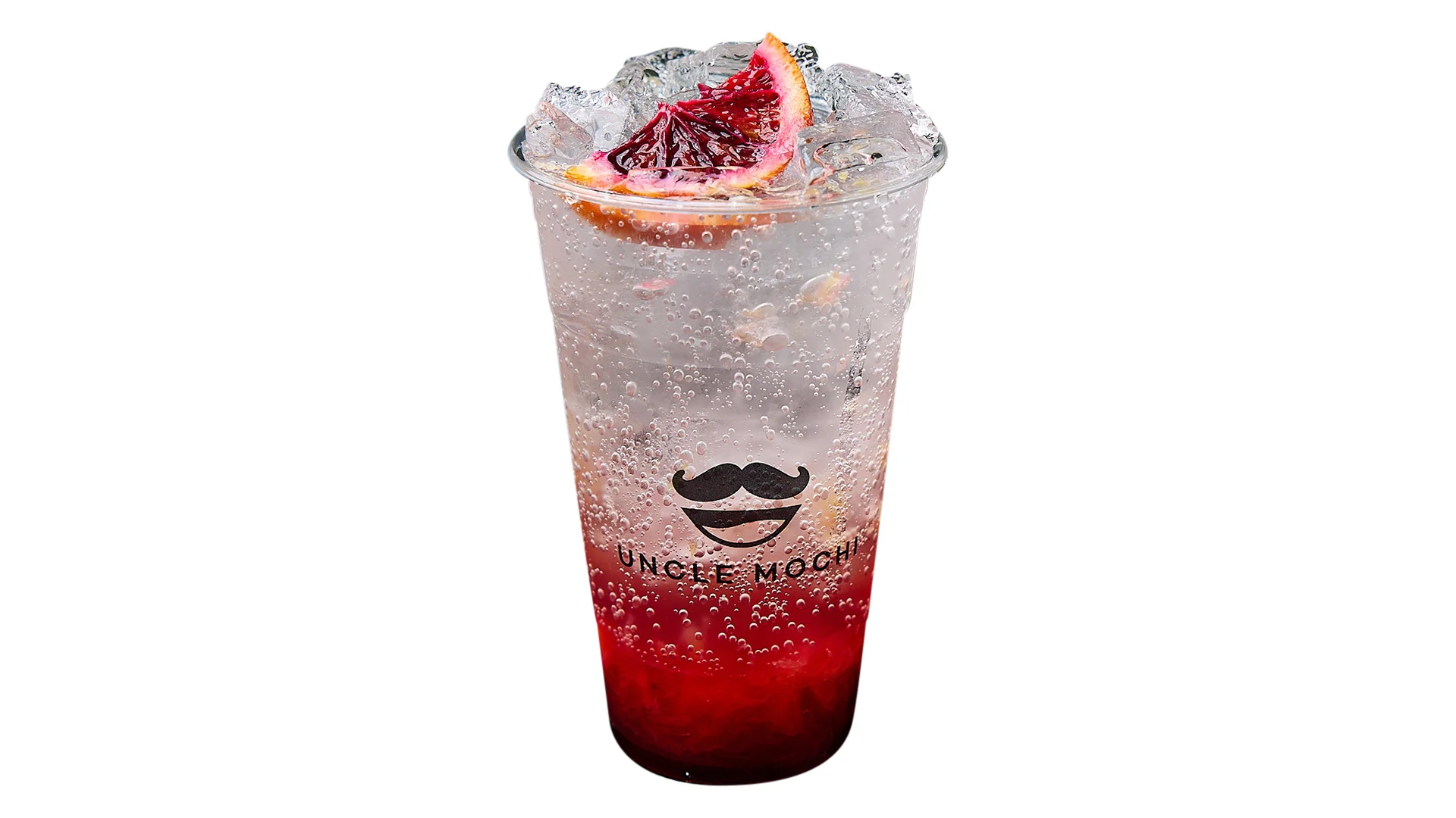 Refreshing blood orange soda with bubbles
