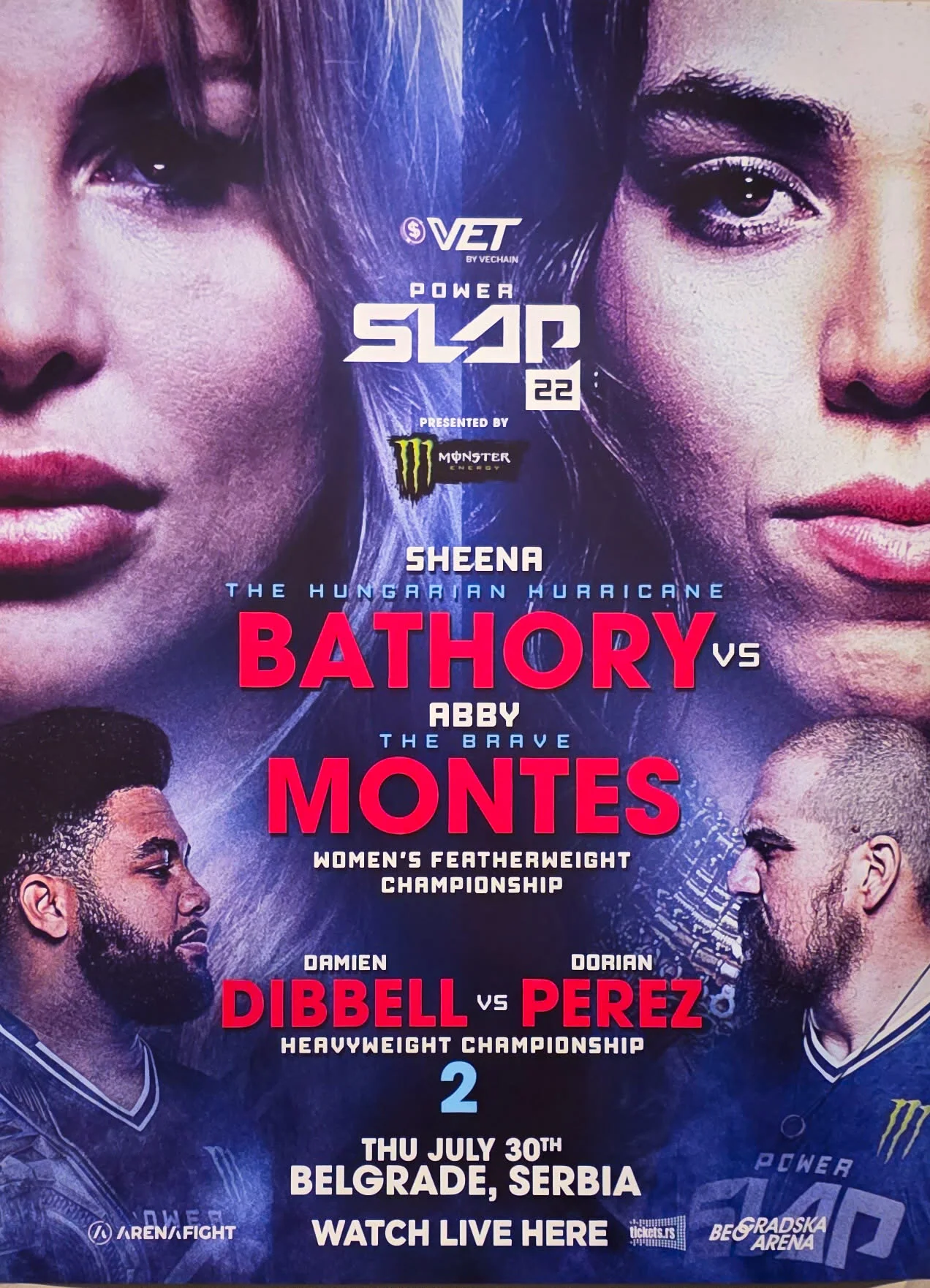 Promotional poster for Power Slap 22 event in Belgrade, Serbia