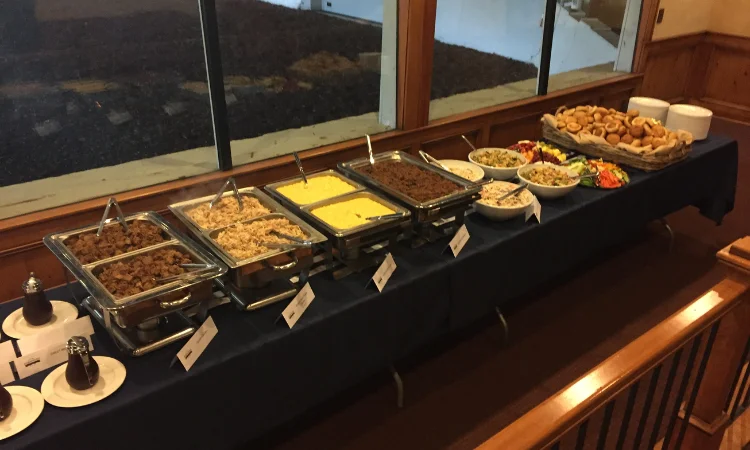 Buffet table with barbecue items