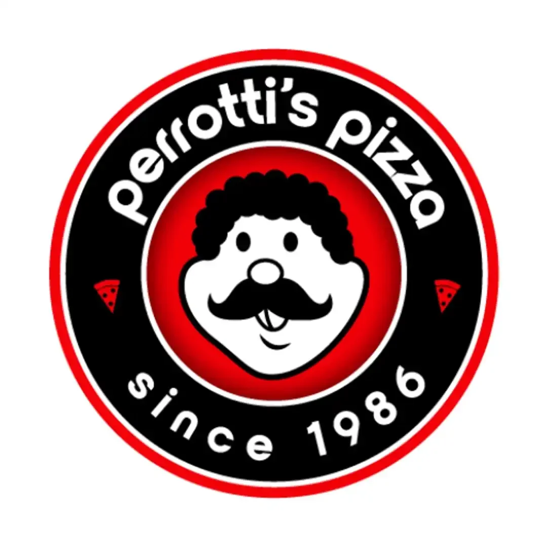 Perrotti's Pizza logo featuring a cheerful character