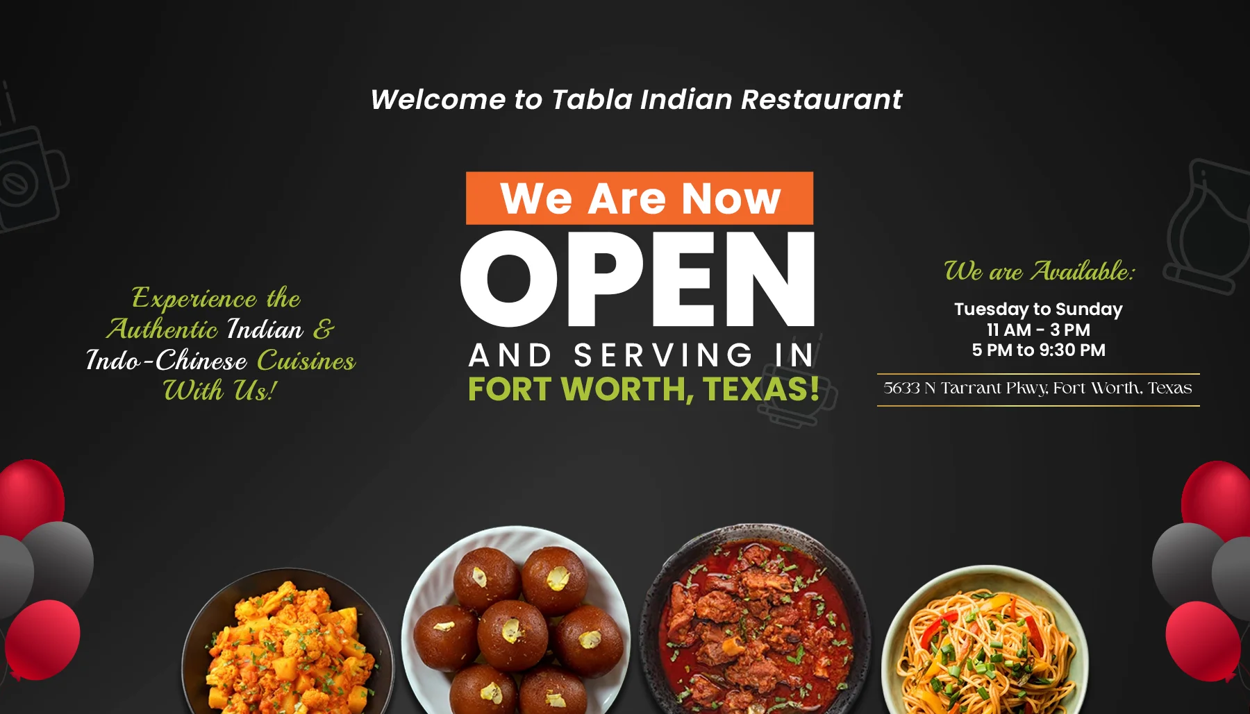 Authentic Indian and Indo-Chinese dishes at Tabla Indian Restaurant
