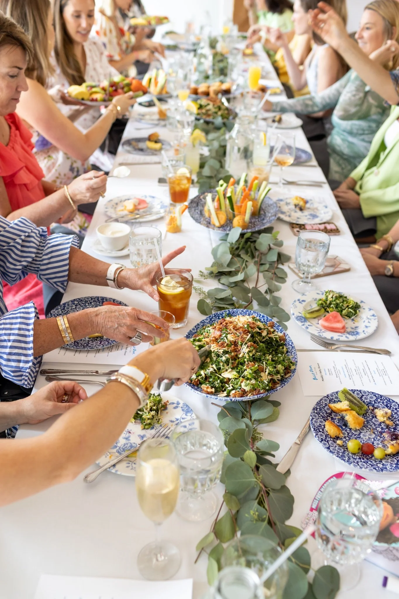 Colorful salad served at a vibrant brunch gathering