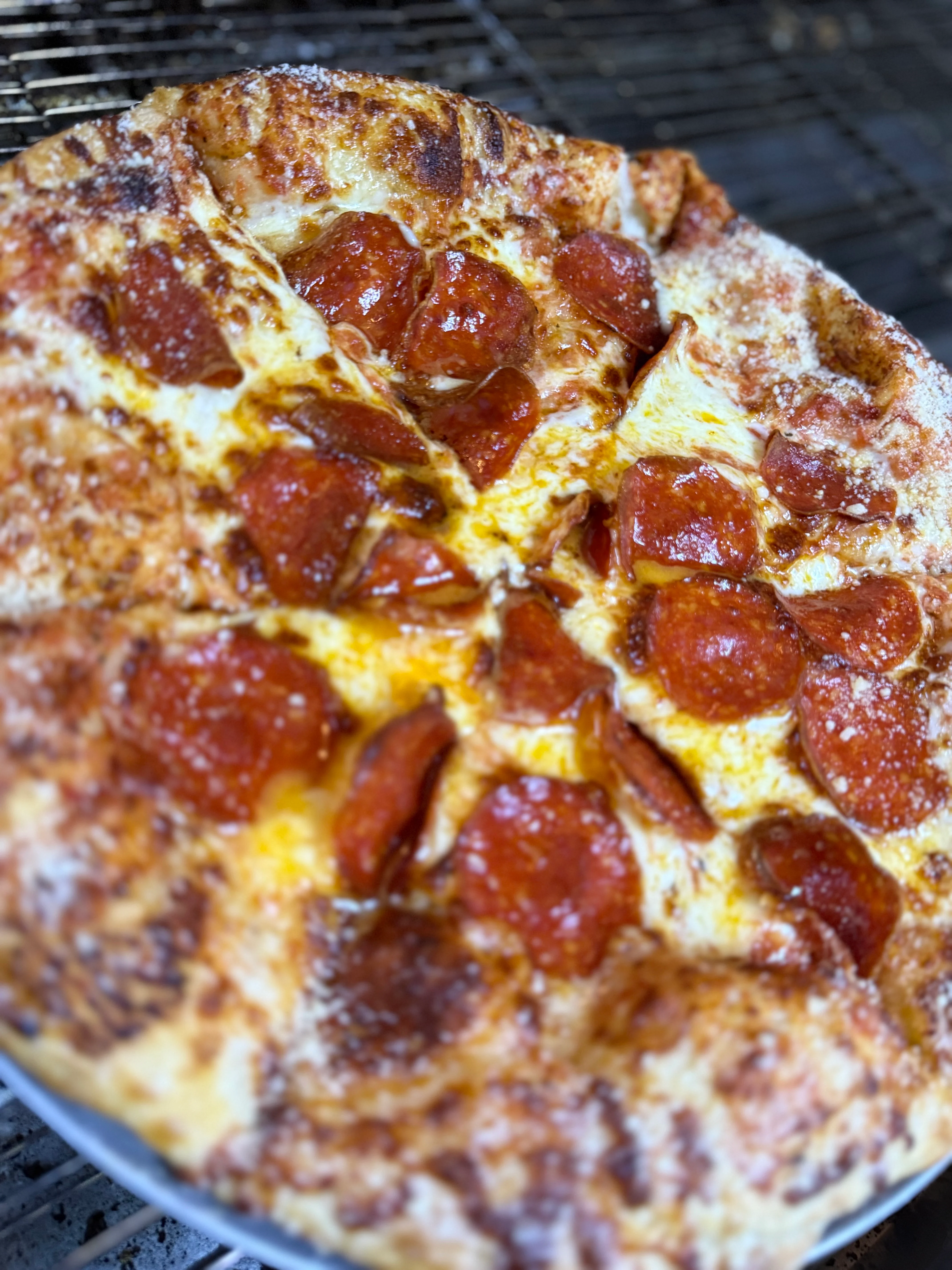 Pepperoni pizza fresh from the oven