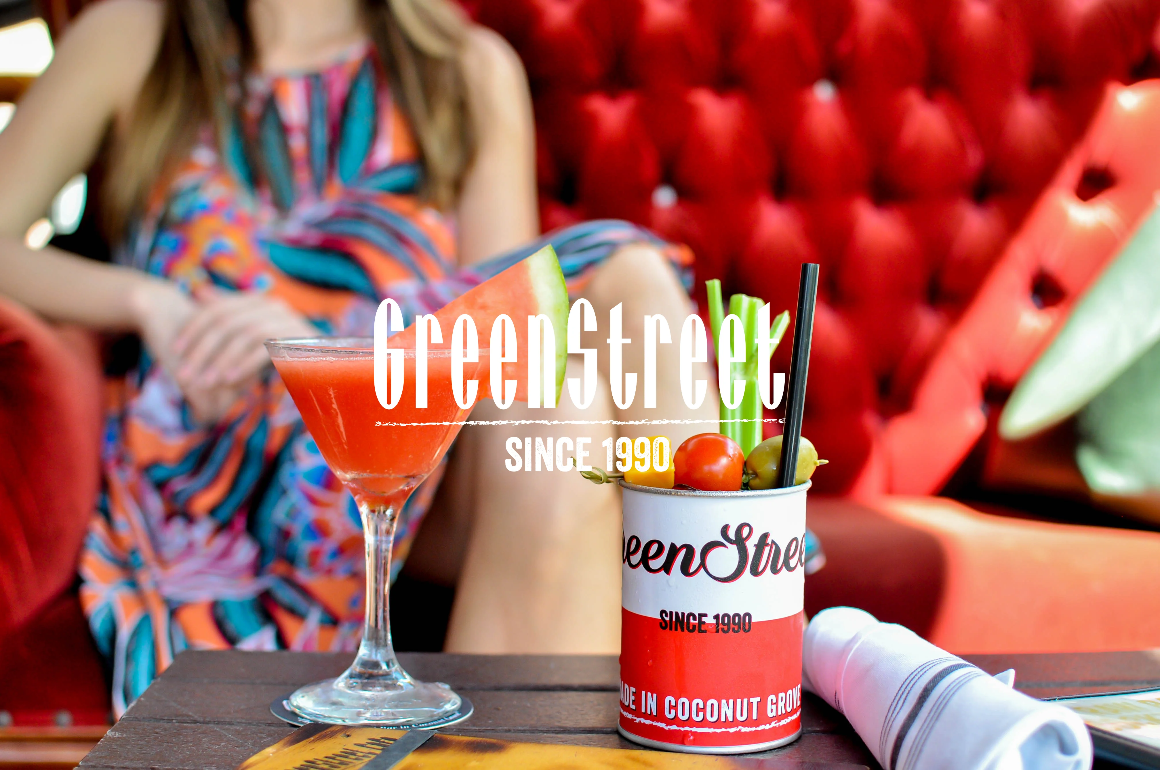 Colorful cocktails at a vibrant bar setting