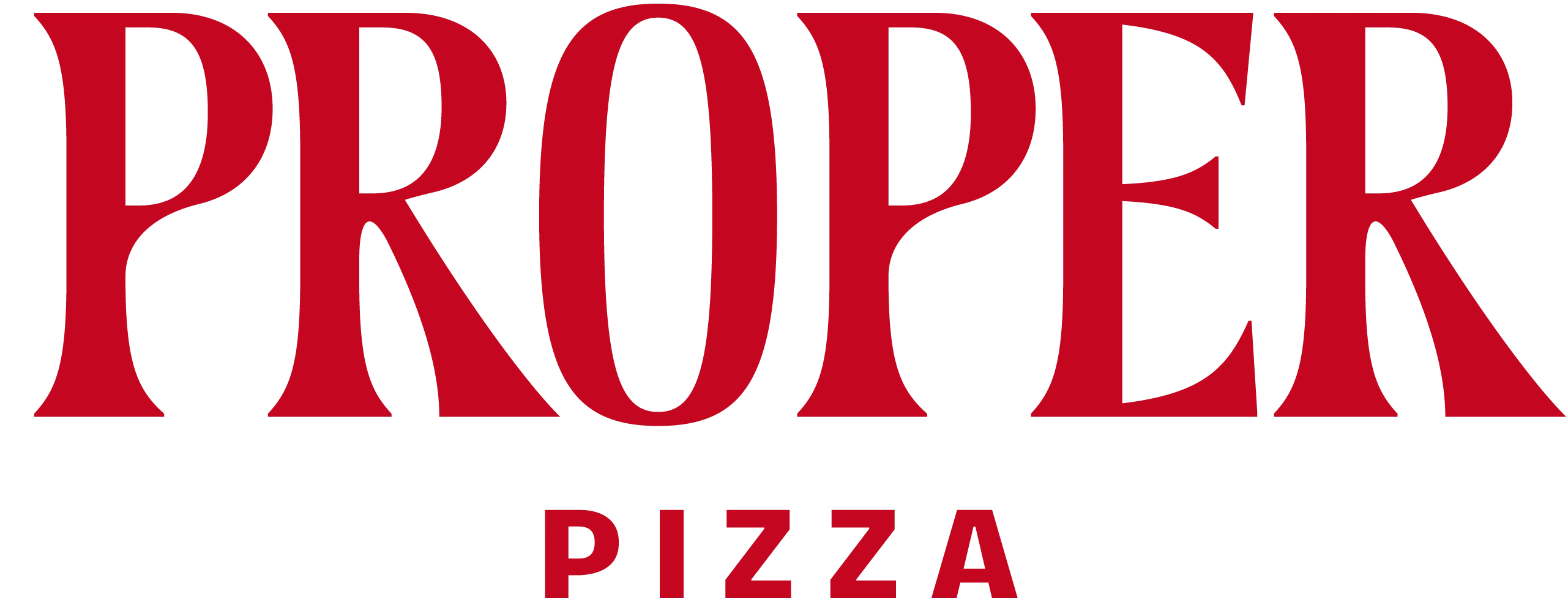 Proper Pizza SRQ logo with red wordmark design