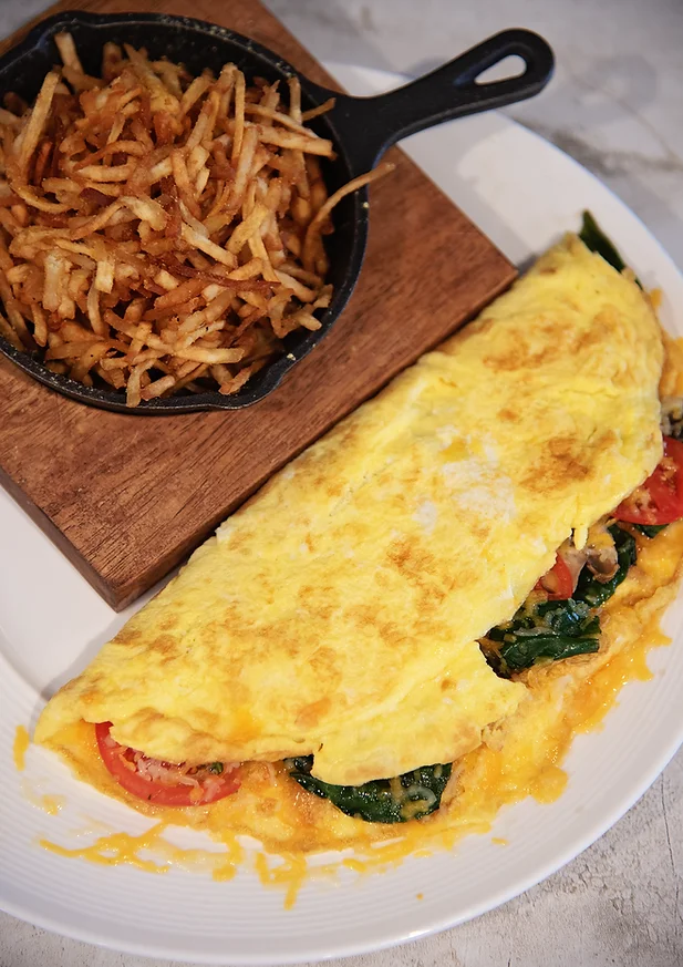 Omelette and Hash Browns