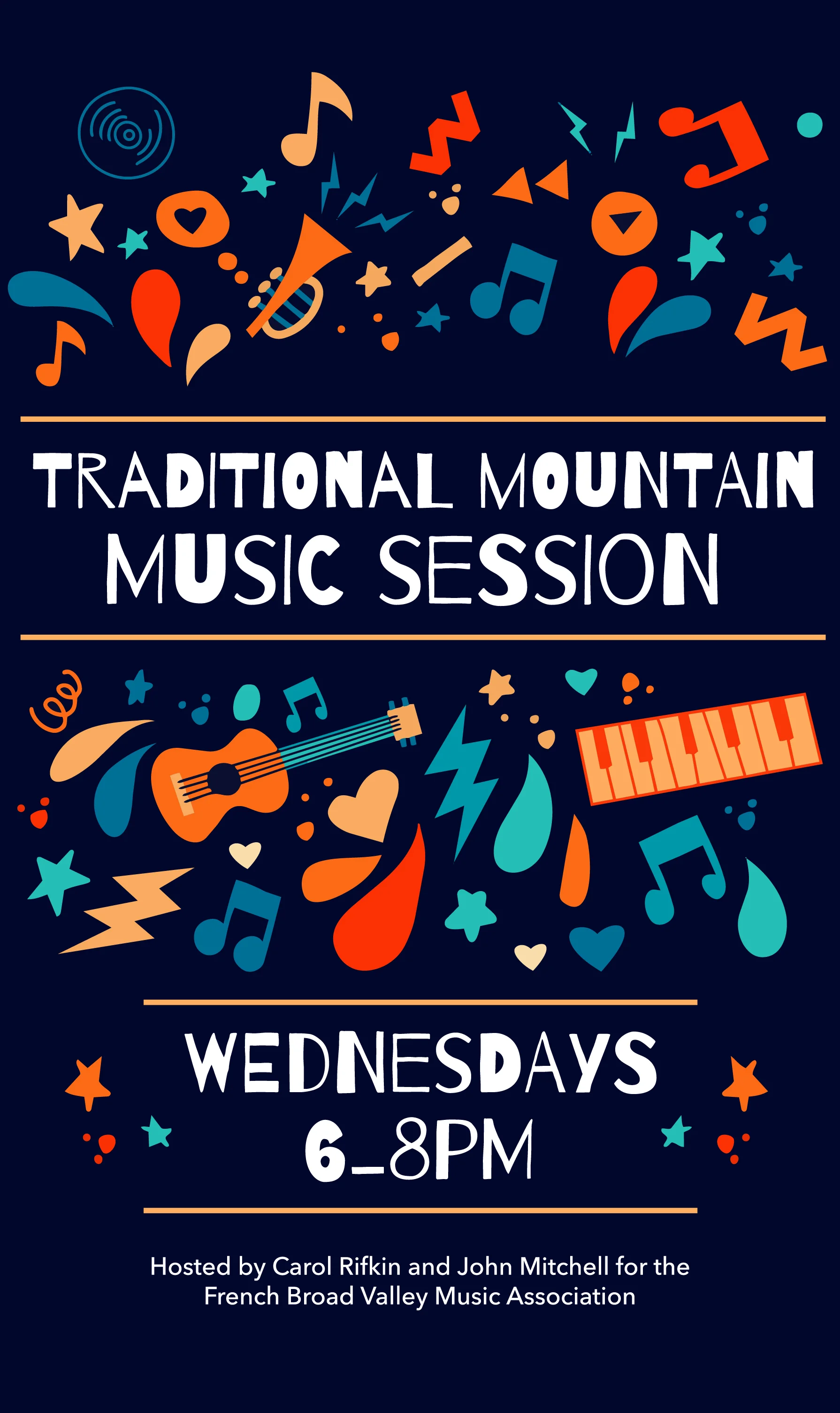 Colorful poster for Junior Appalachian Musicians event