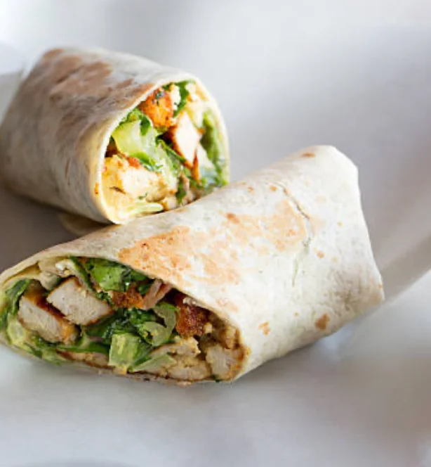 A caesar salad burrito wrap