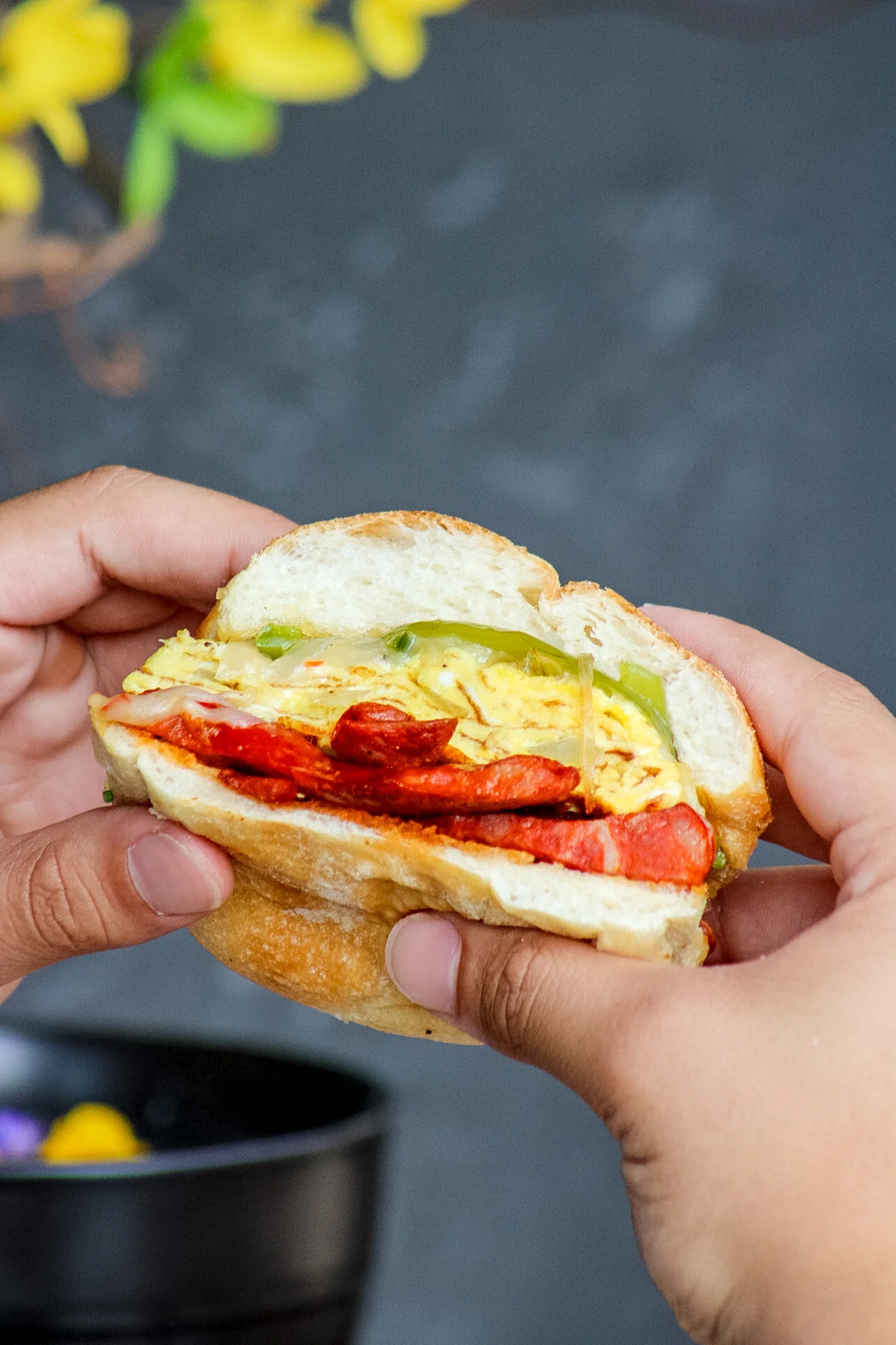 A delicious breakfast sandwich