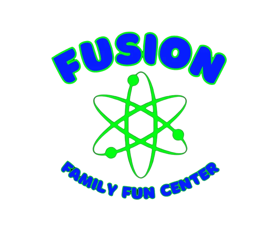 Logo of Fusion Family Fun Center with atomic design