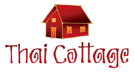 Logo of Thai Cottage restaurant featuring a red house design