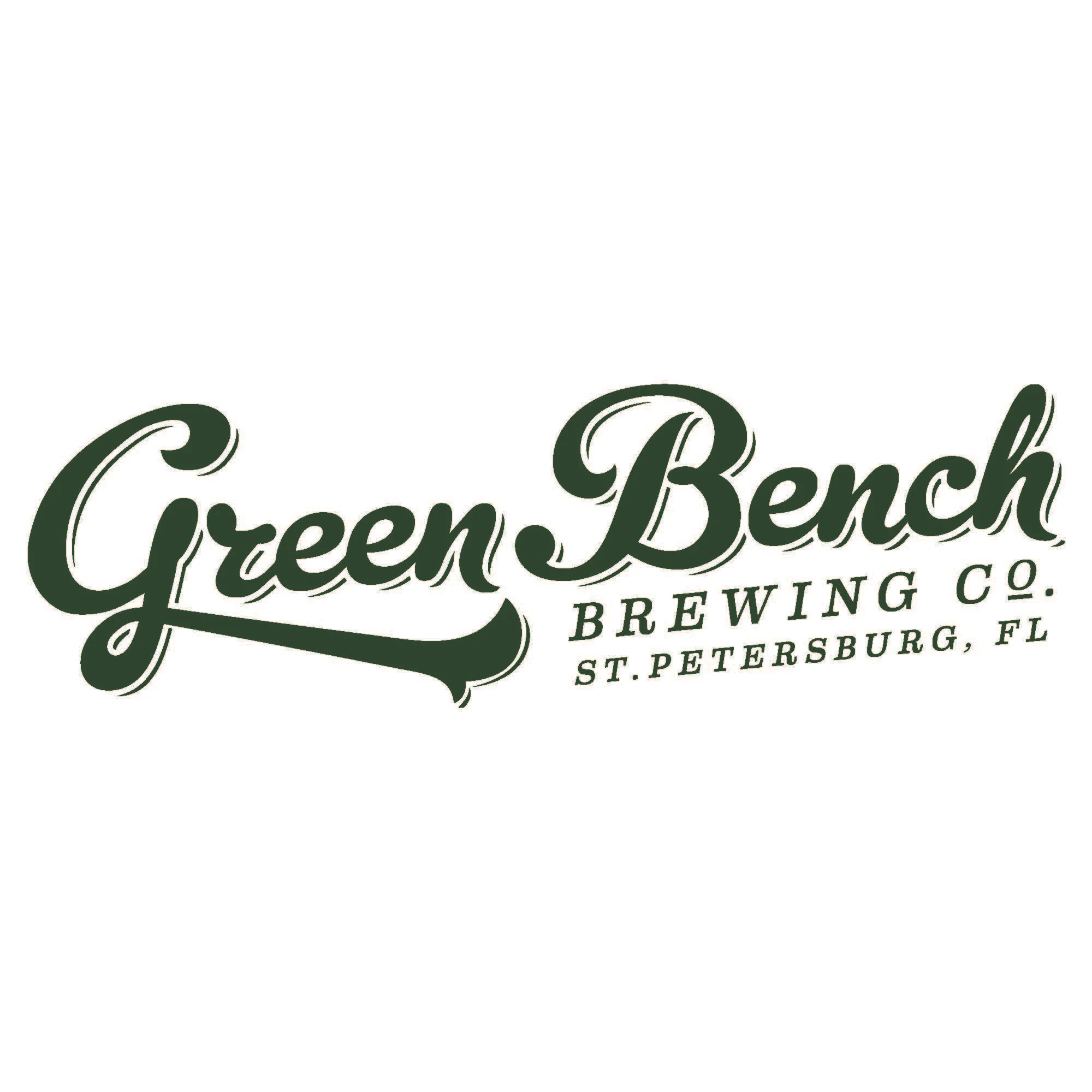 A logo design for a brewing company featuring elegant script typography in green, with the name prominently displayed.