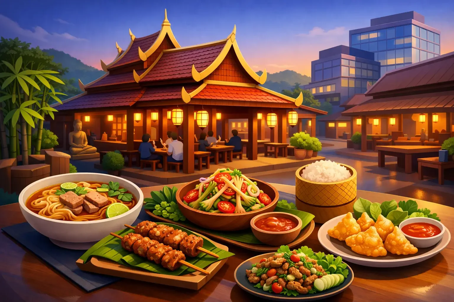 Authentic Thai cuisine featuring pad thai and tom yum soup