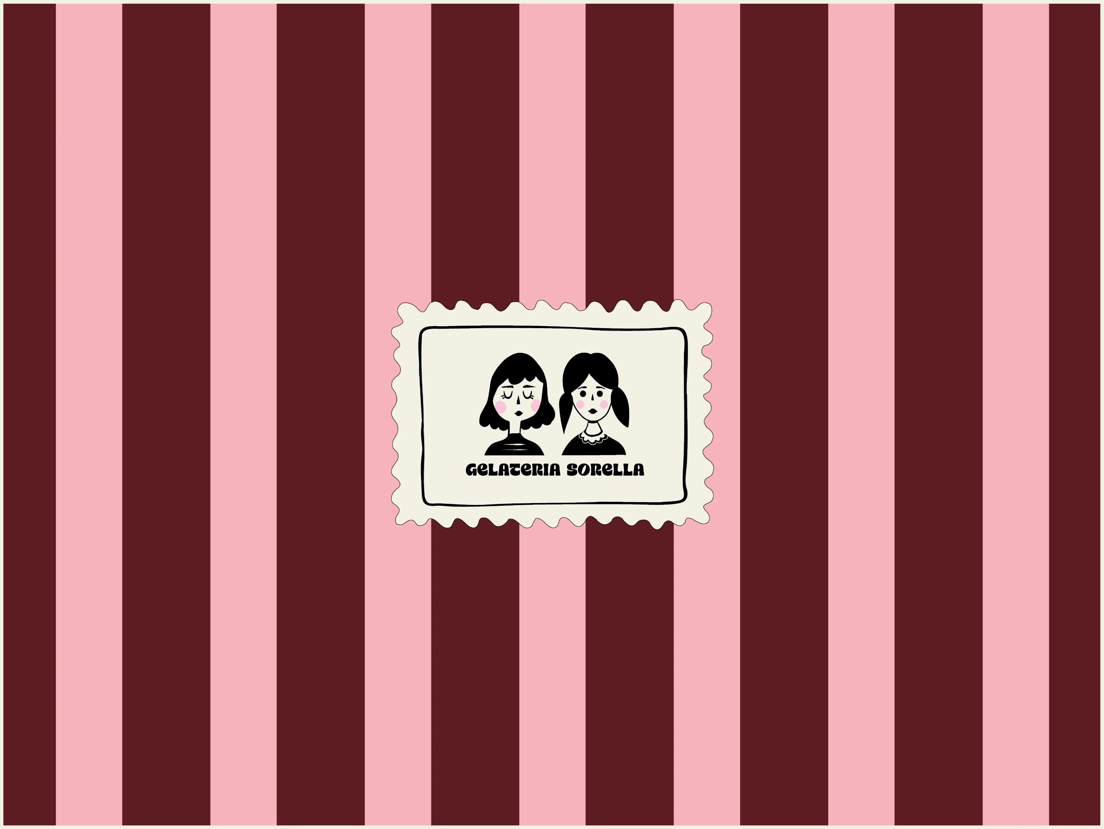 Stylish branding for Gelateria Sorella with playful illustrations and striped background