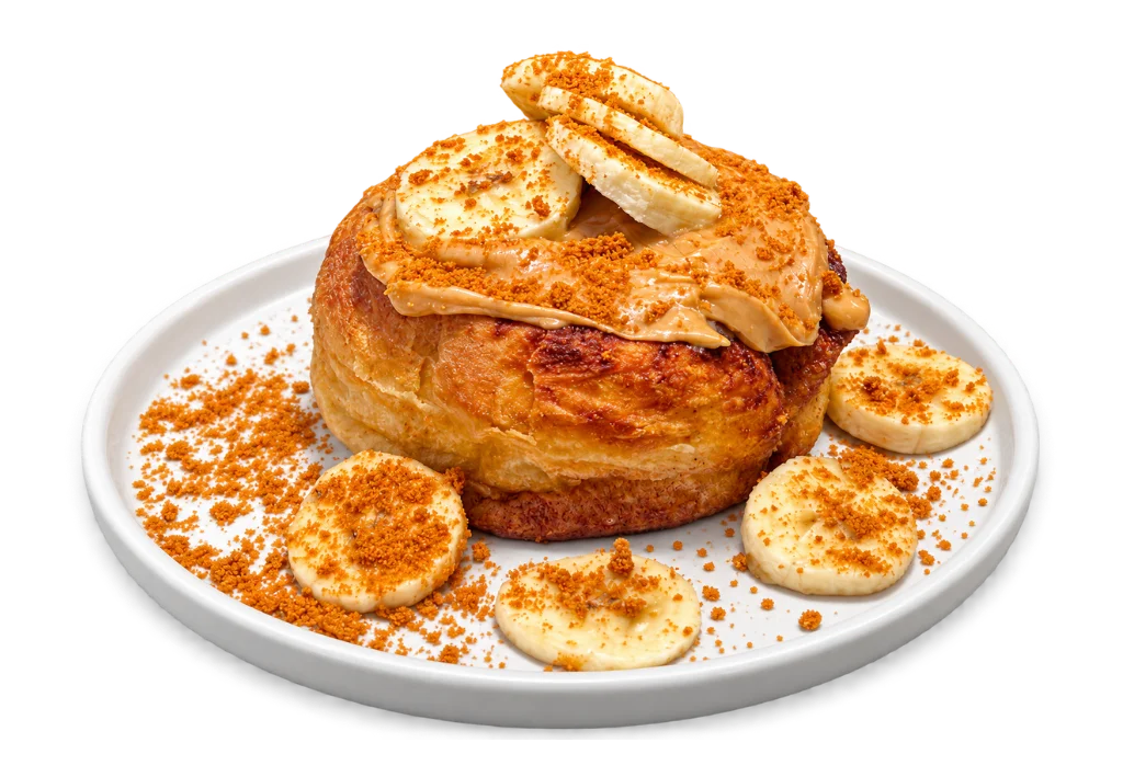 Banana peanut butter cinnamon roll dessert